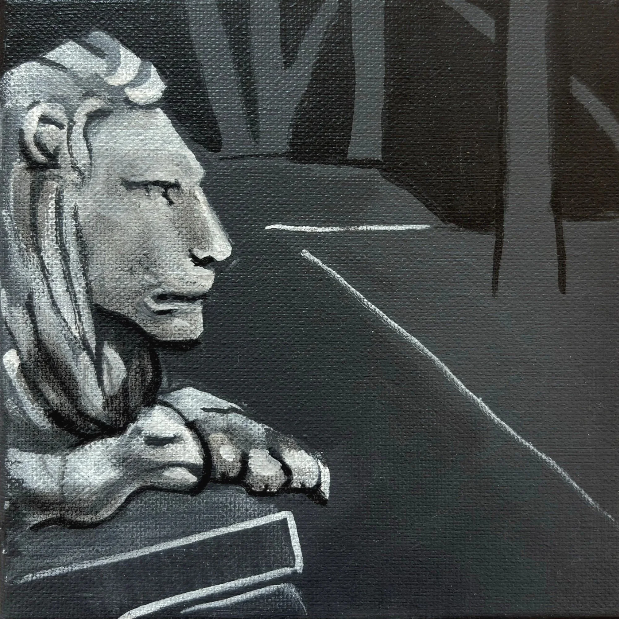 PIECES OF THE CITY NO.11 6 x 6 in.  acrylic paint pens and gesso on canvas