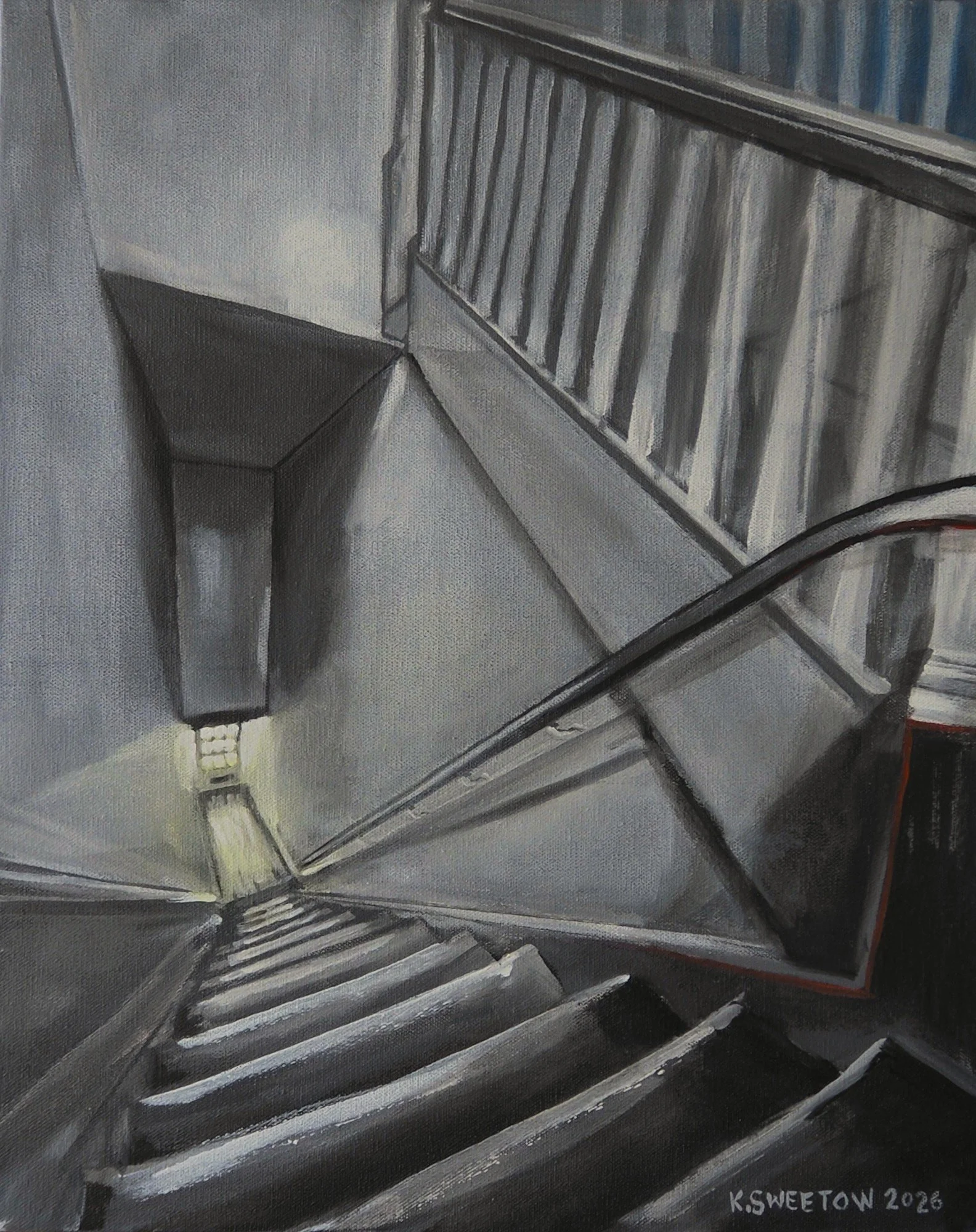 DESCENSION FROM THE SWITCHBACK  20 x 16 in. acrylic, paint pens and gesso on canvas