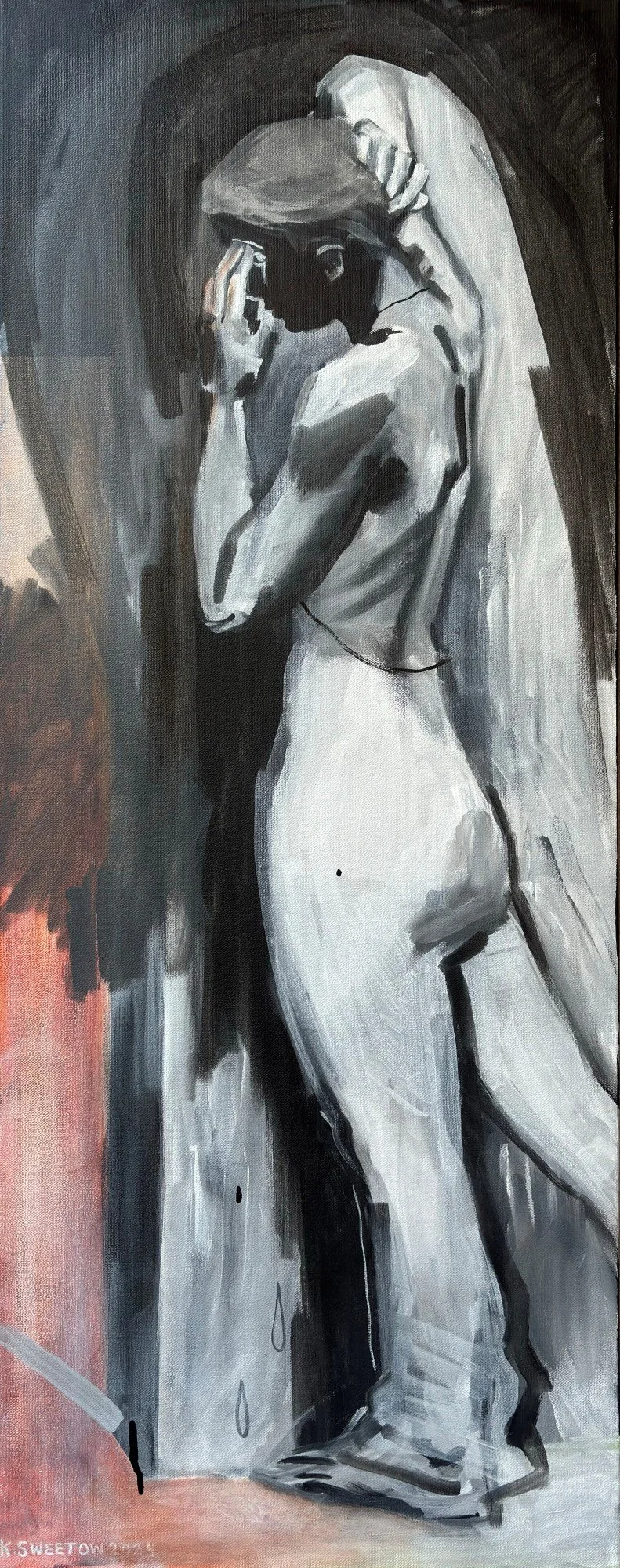 ANGEL 40 x 16 in. acrylic and acrylic paint pens on canvas