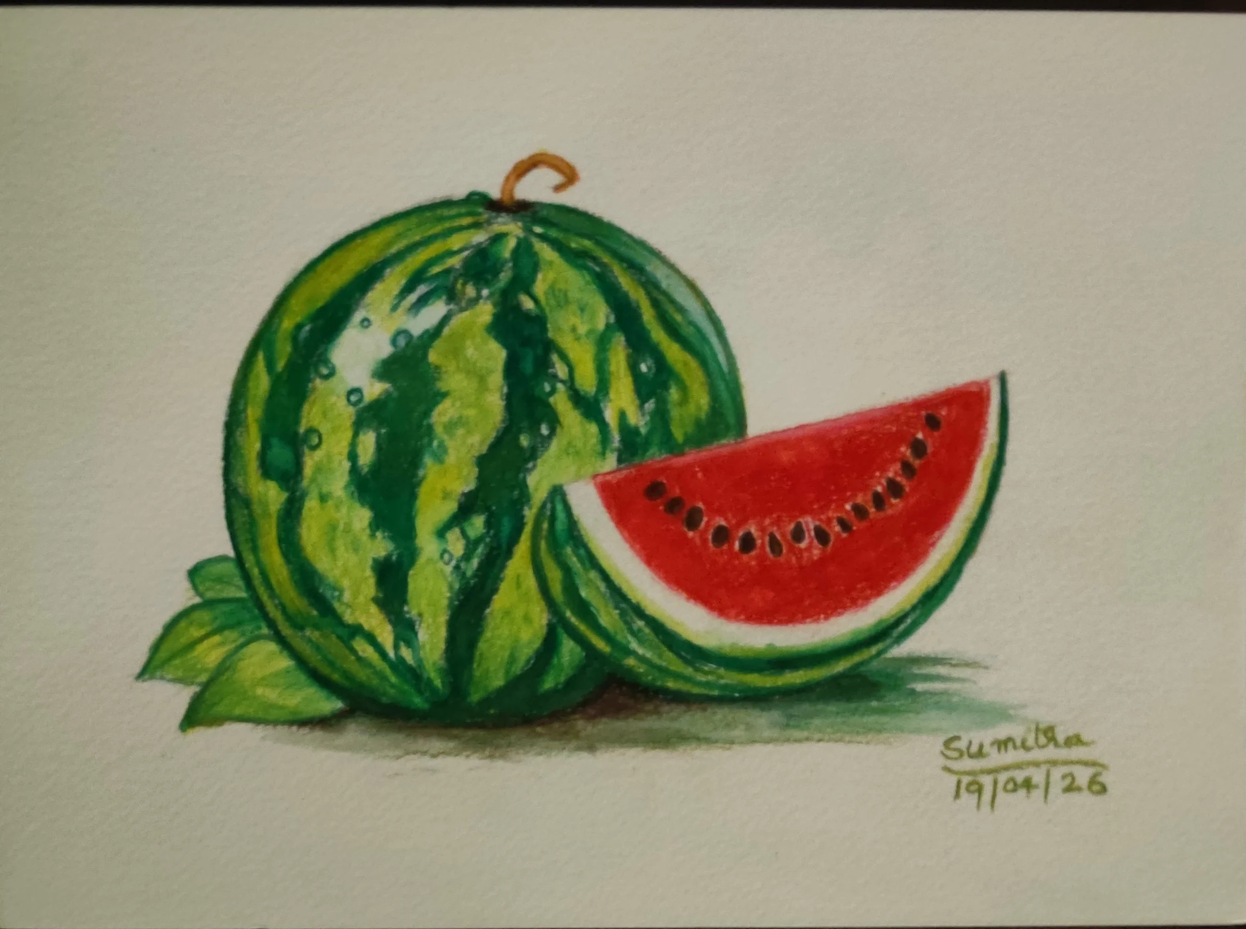 Water colour pencils on water absorbant paper Size A5