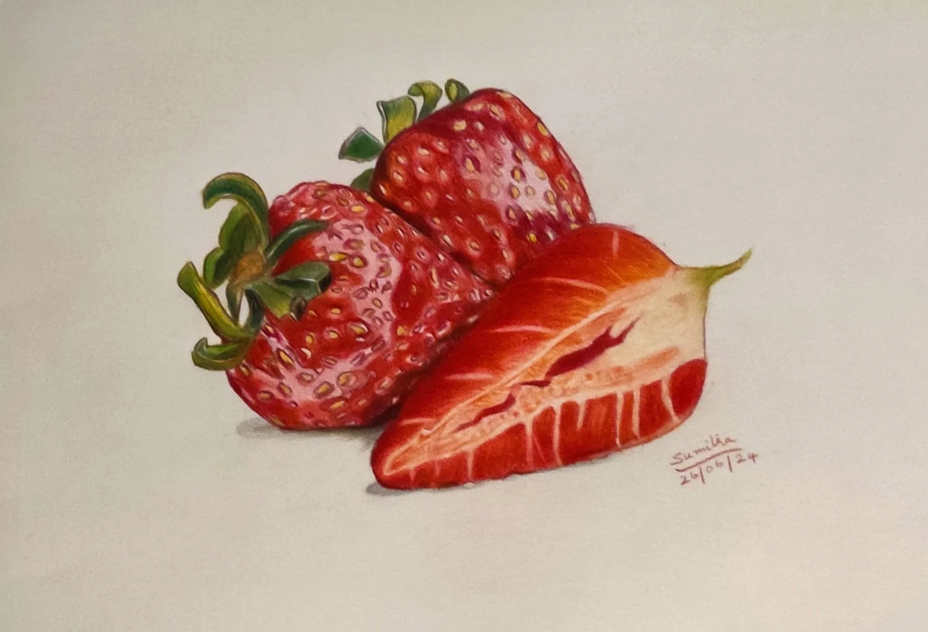'Juicy Strawberries' | A5 size | Colour Pencils on Paper | Still Life Series