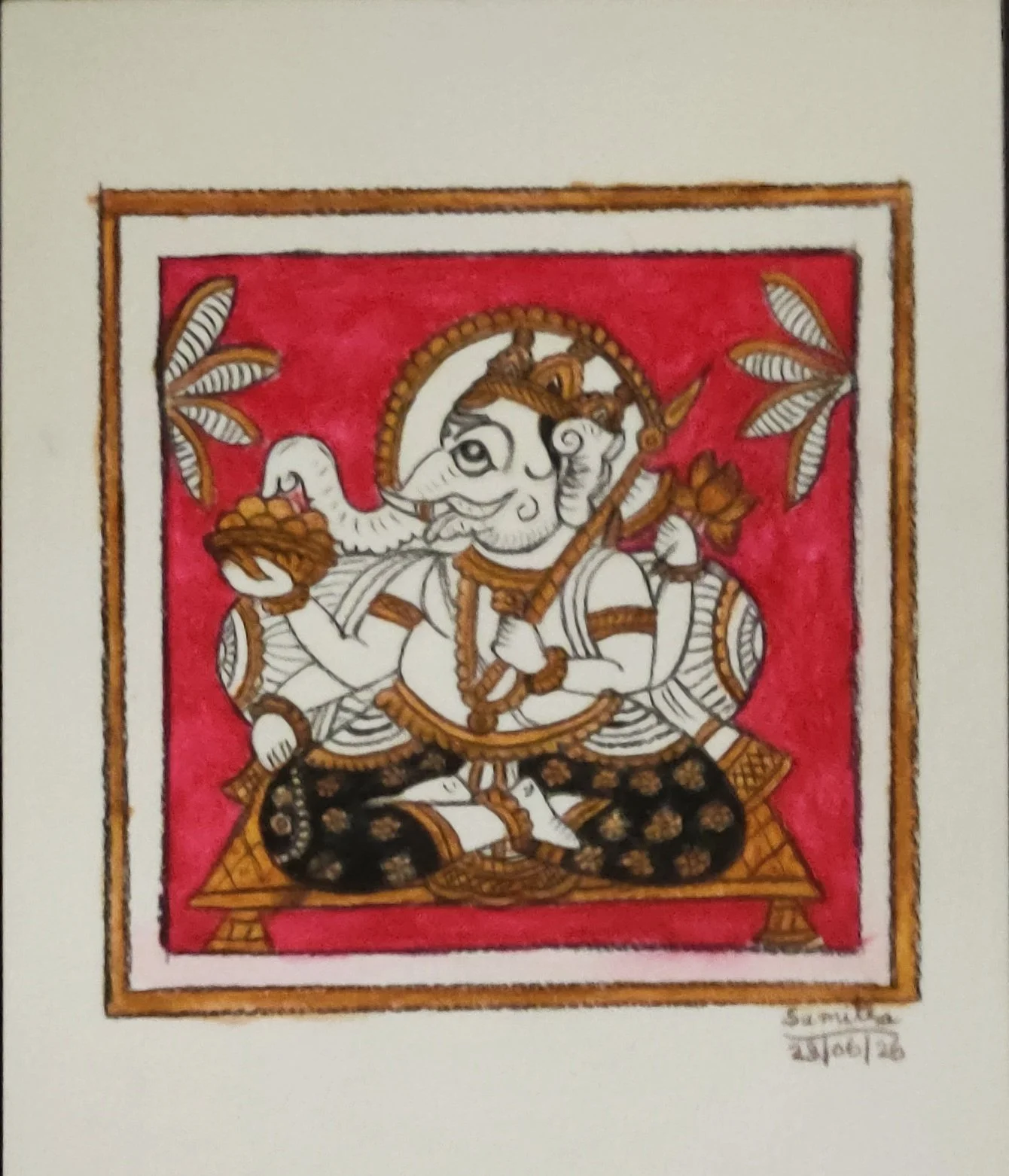 Phad mural. Watercolor pencils on water absorbant paper A5 size