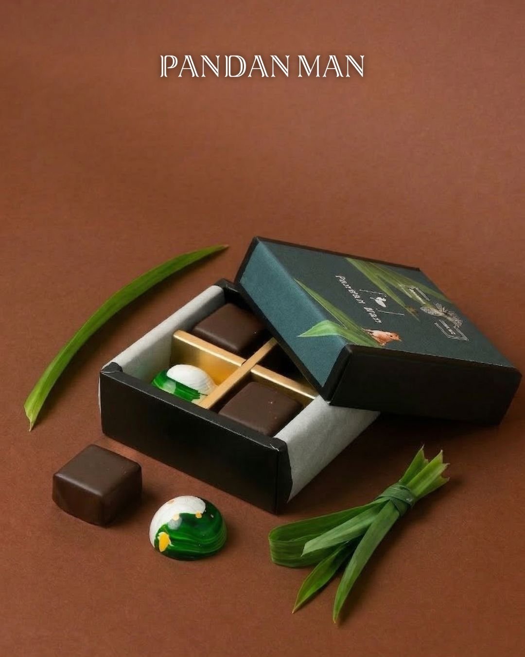 Bold flavours meet artisanal skill in our special collaboration with @conspiracychocolate. Hazelnut Gianduja melts luxuriously in your mouth, while the Pandan-Infused White Chocolate Ganache adds a fragrant twist. Four handcrafted bon bons in two dec