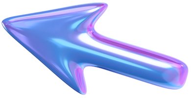 A shiny, iridescent blue arrow pointing to the left