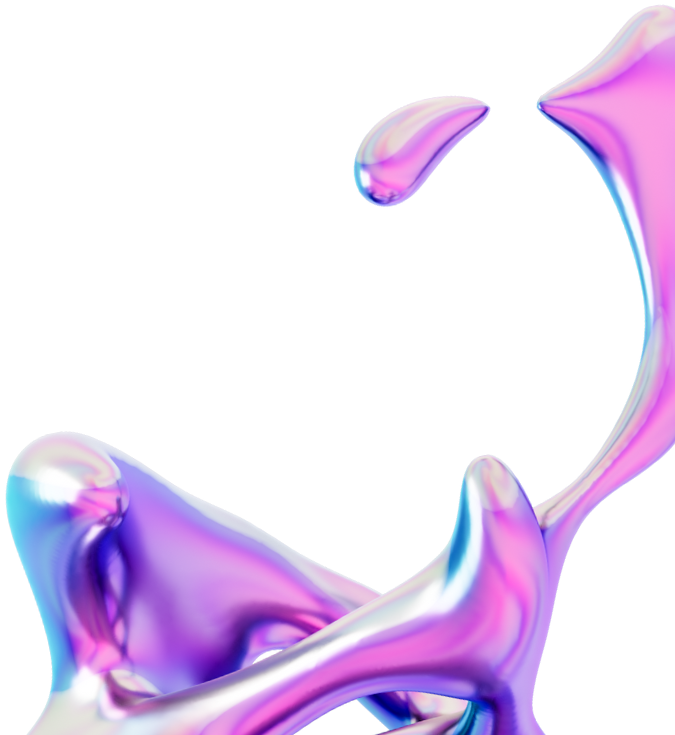 Abstract colorful swirling shapes with a metallic sheen, resembling liquid metallic art