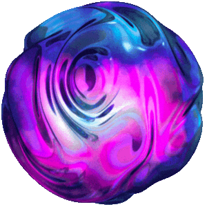 A digitally created abstract image with swirling blue, purple, pink, and white colors in a circular shape.
