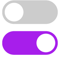 Toggle switch with gray background and purple background, both in the off position