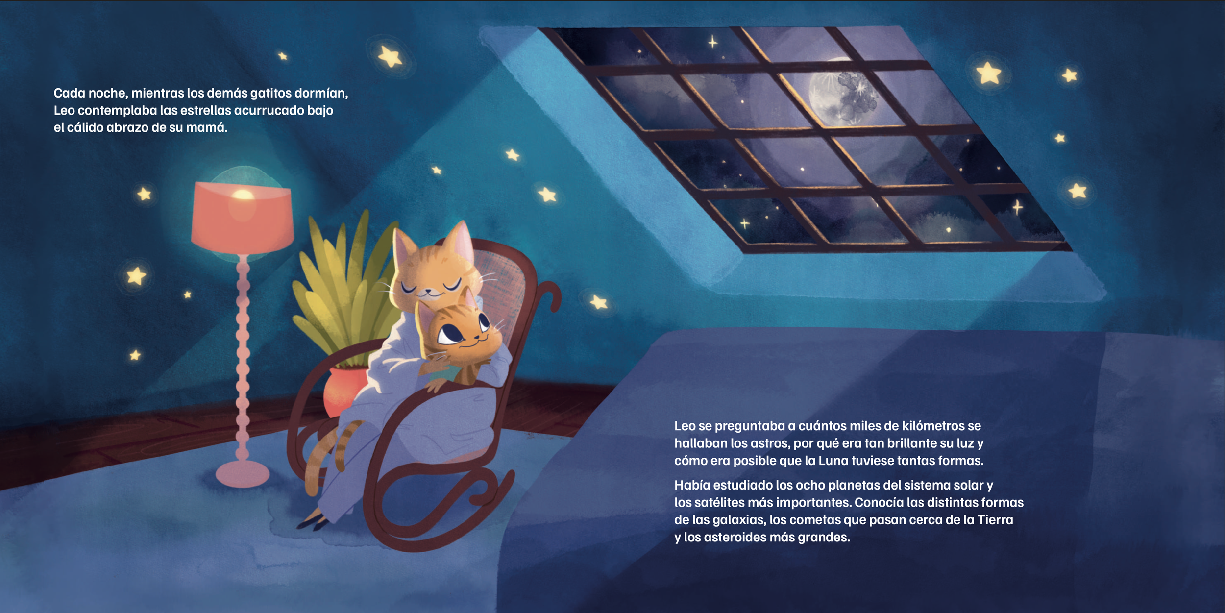 Primera página del álbum ilustrado "Leo y las estrellas"