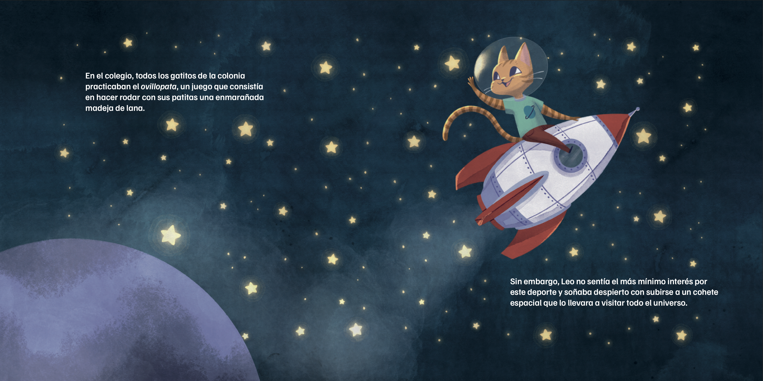 Tercera página del álbum ilustrado "Leo y las estrellas"