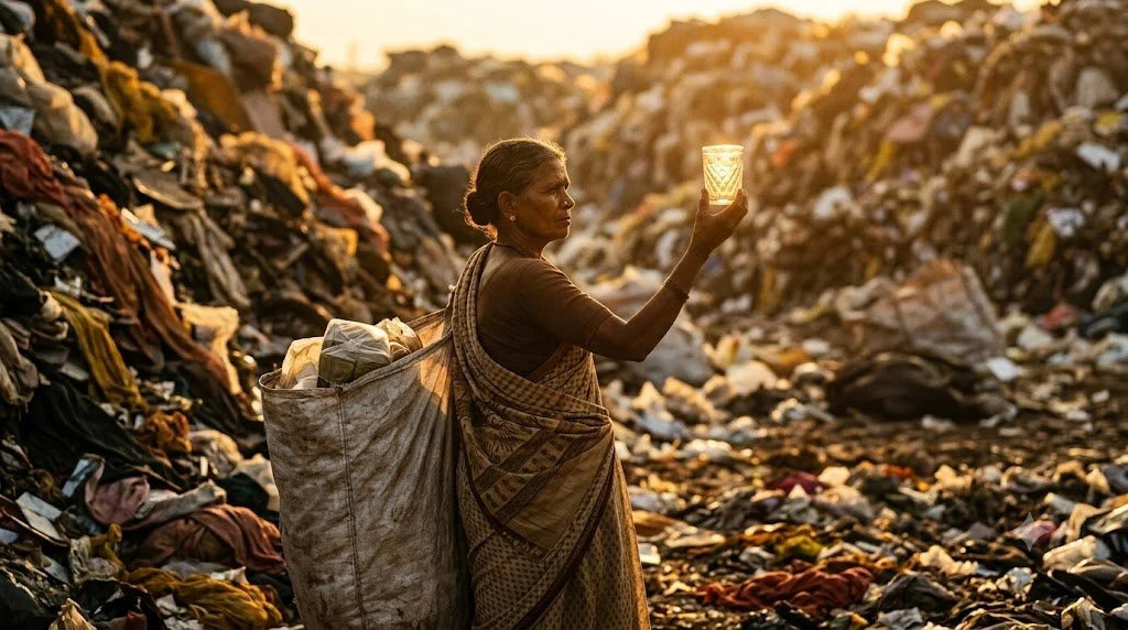 Early morning light catching an unexpected object, suggesting hidden value