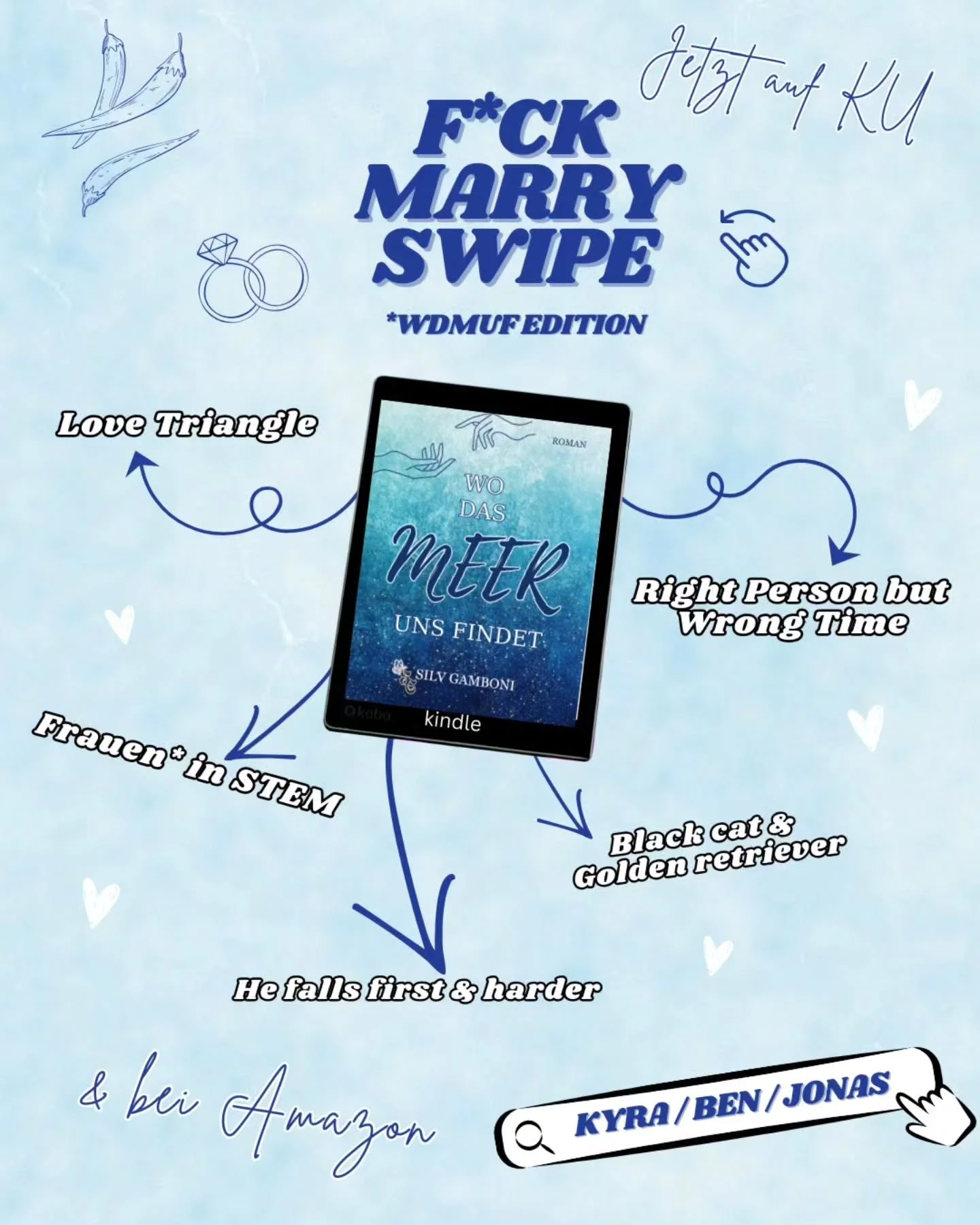 F*ck, Marry, Swipe &ndash; WDMUF-Edition 😌🔥

Heute wird&rsquo;s komplett subjektiv, denn wir reden &uuml;ber Krya, Ben und Jonas aus 'WDMUF".👇🏻🤭📚

Drei Charaktere. Drei v&ouml;llig unterschiedliche Vibes. Und nur eine Entscheidung pro Kate