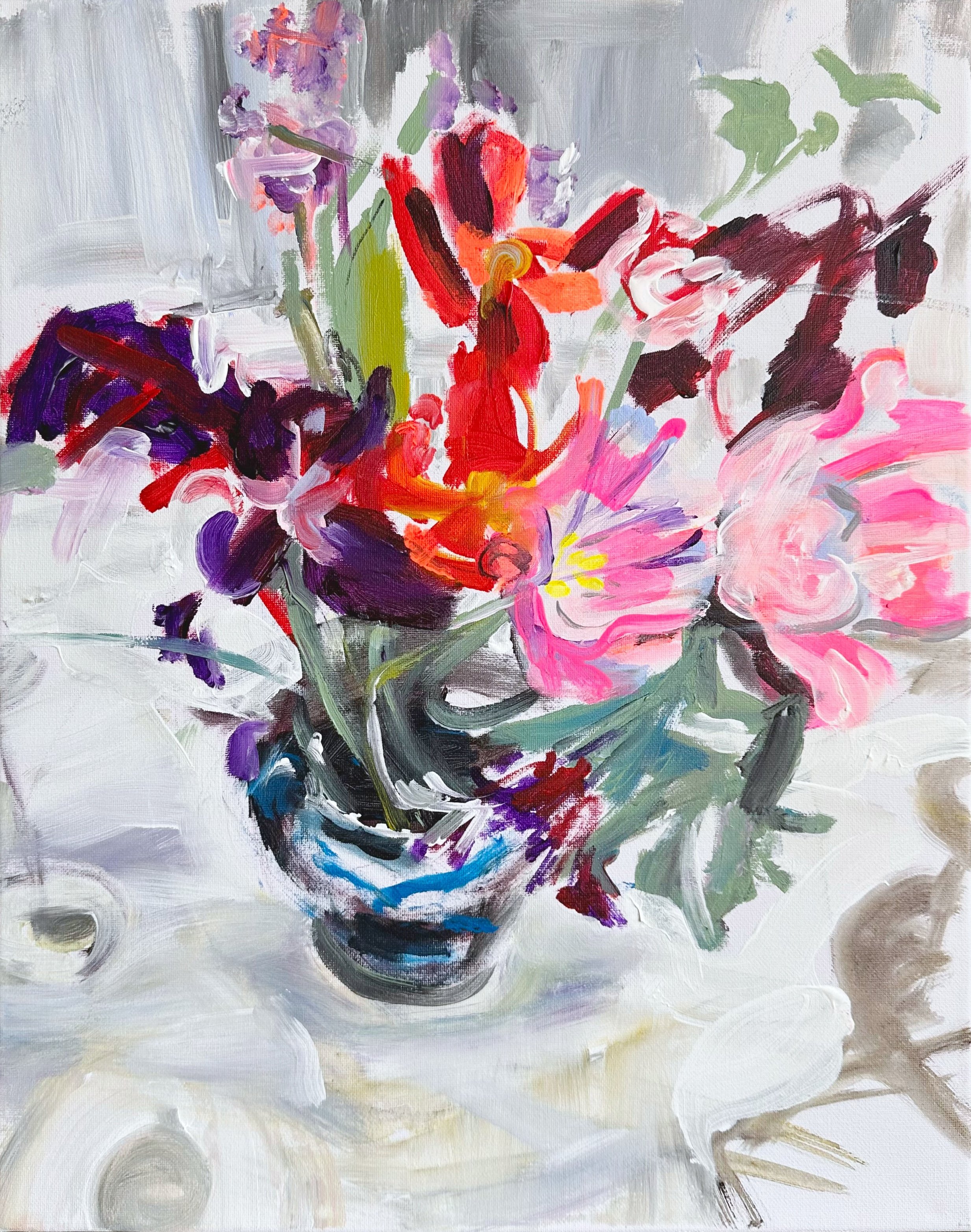 Tulips with an attitude 2024, 40 x 50 cm acrylic paint on canvas, (sold)