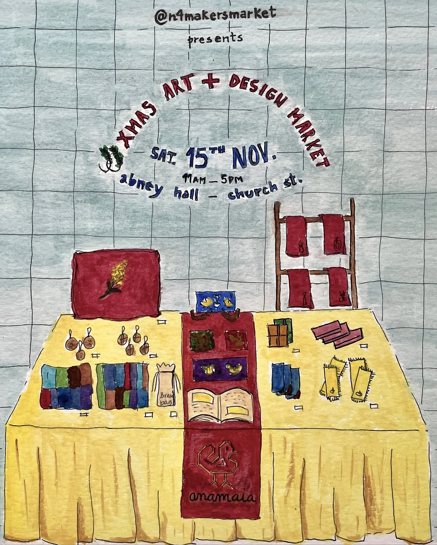 I&rsquo;m so excited (and terrified) to be joining a wonderful selection of makers on my first market ever!! Please come and say hello 👋🏼

XMAS ART + DESIGN MARKET by @n4makersmarket
 📅 Nov 15 + 16
⭐️ 60+ exhibitors
🎨 Everything from illustration