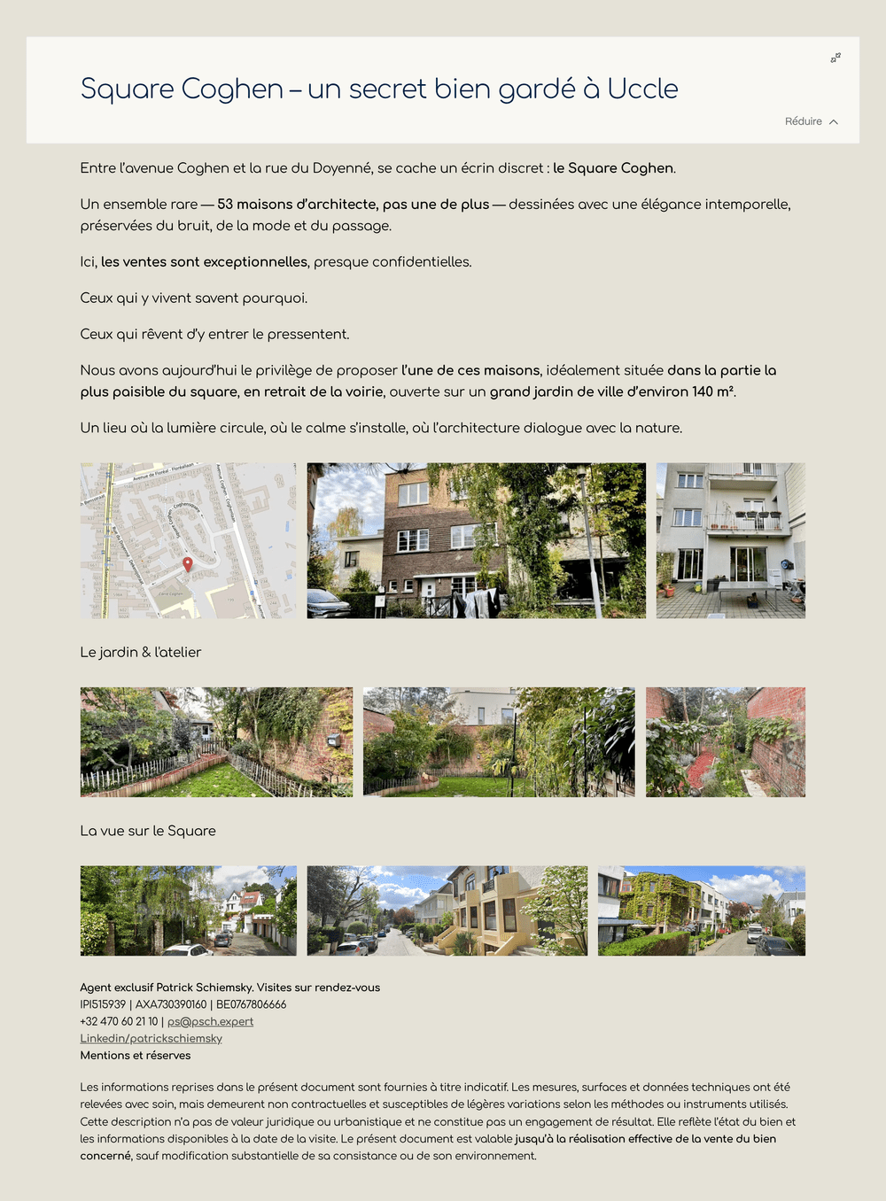 À vendre — Maison d’architecte, Square Coghen (Uccle)