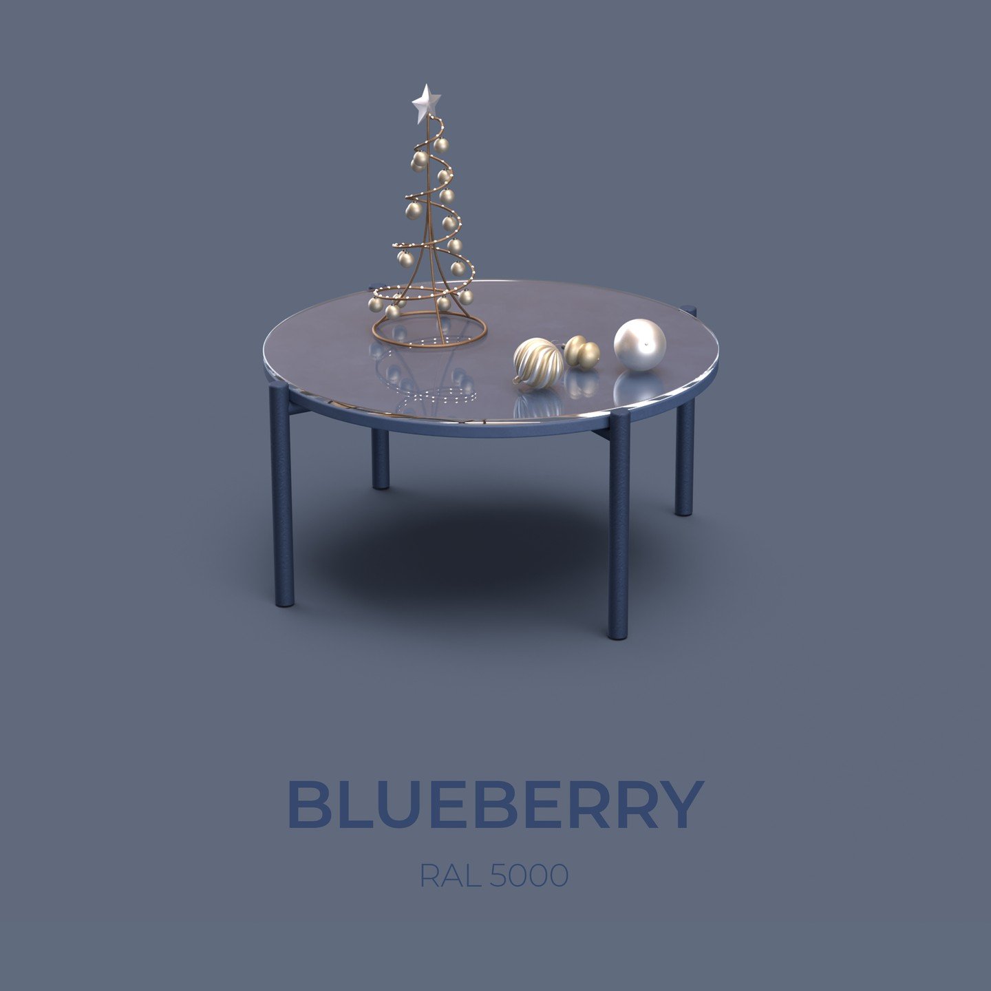 Blueberry leg-frame (RAL 5000)
Misty Blue MFC table-top
Clear glass topper

A visually striking ensemble that could be the crowning feature of a carefully considered space.
---
#IdentityFurniture #IroniteTable #ColourInDesign #Materiality #DesignDeta