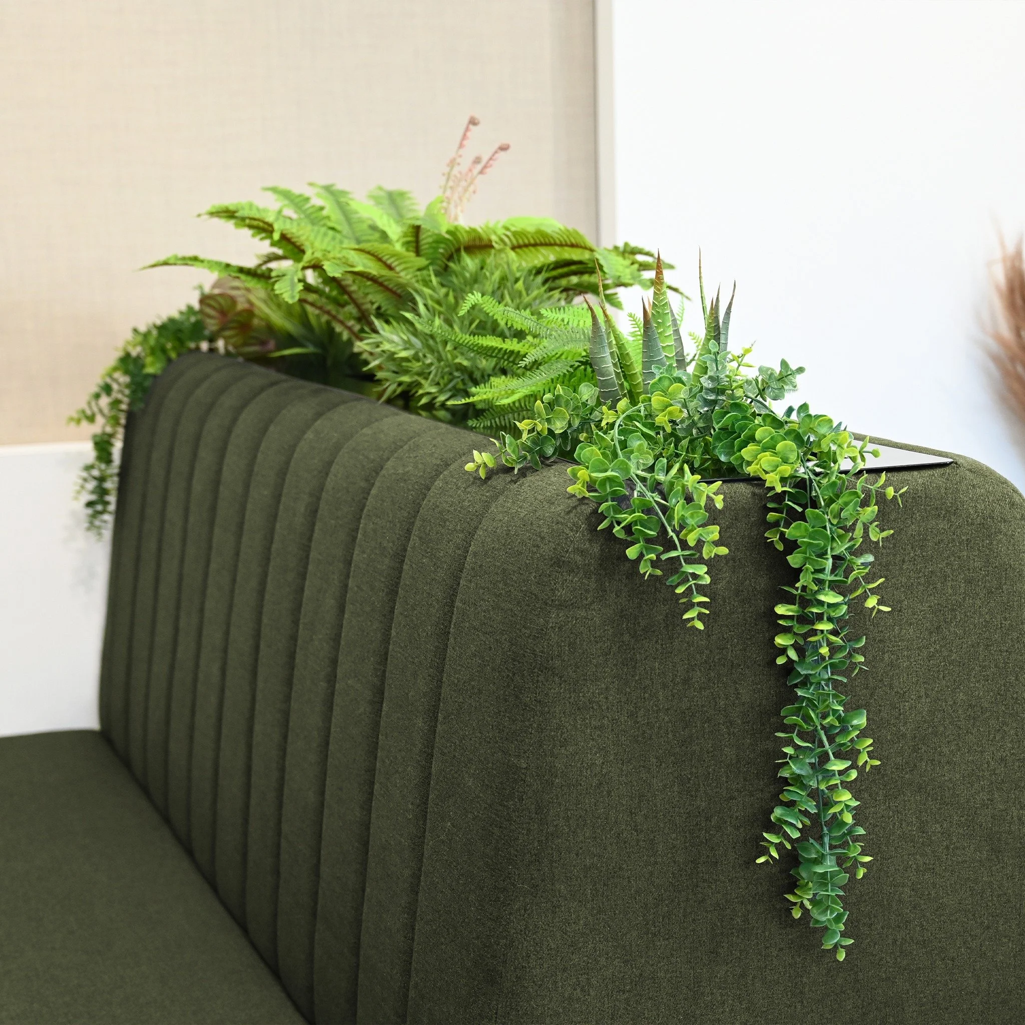 Banq-Planters brings seating and greenery together in one considered solution. Combining the comfort and versatility of our Banq banquette seating with the visual impact of integrated planters, Banq-Planters creates a sturdy and striking unit designe