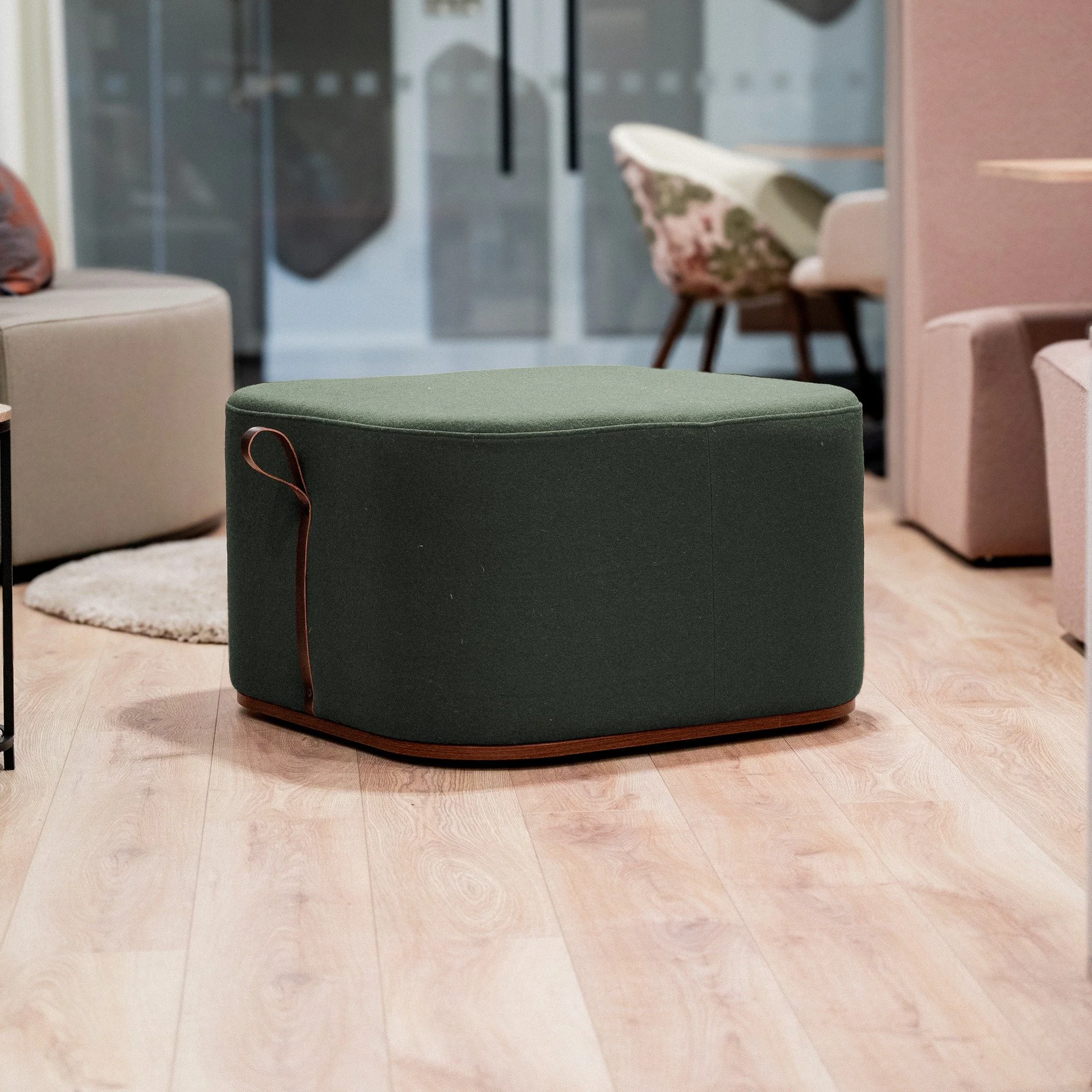 Moat is a celebration of soft geometry and quiet luxury. This new collection of generously proportioned pouffes is designed to offer comfort, flexibility, and effortless style.
Available in three distinct shapes; square, circular, and lozenge - and t