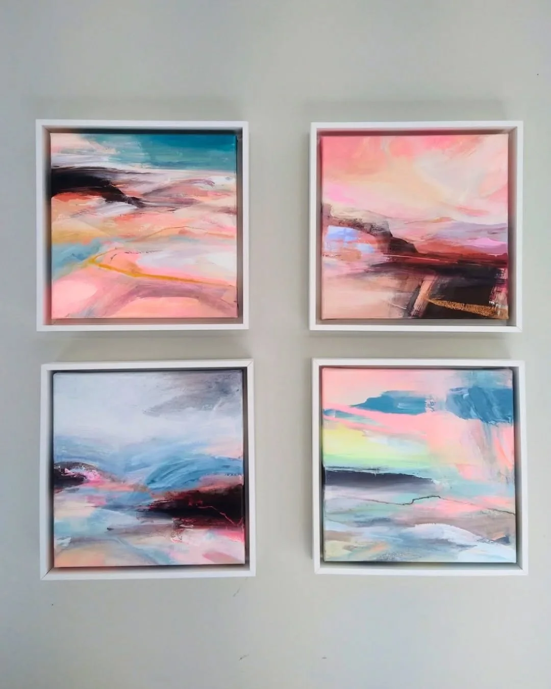 I love a grid of paintings - the relationships between the different moments, links in the stories, colours vibrating off each other. These are all 30x30cm and will be on show as part of my North Yorkshire Open Studios exhibition in a few weeks' time