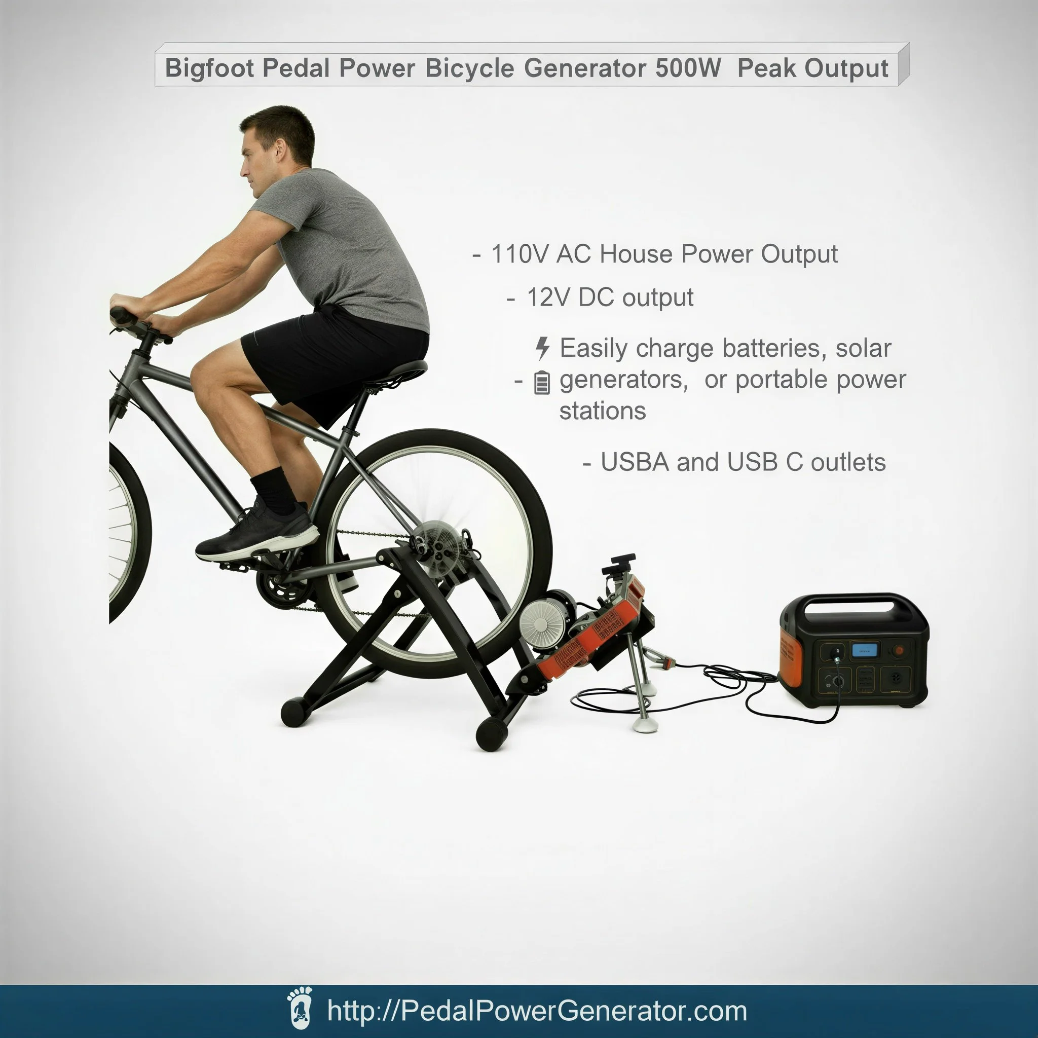 BigFoot - 500 Watt Bicycle Generator + Stand