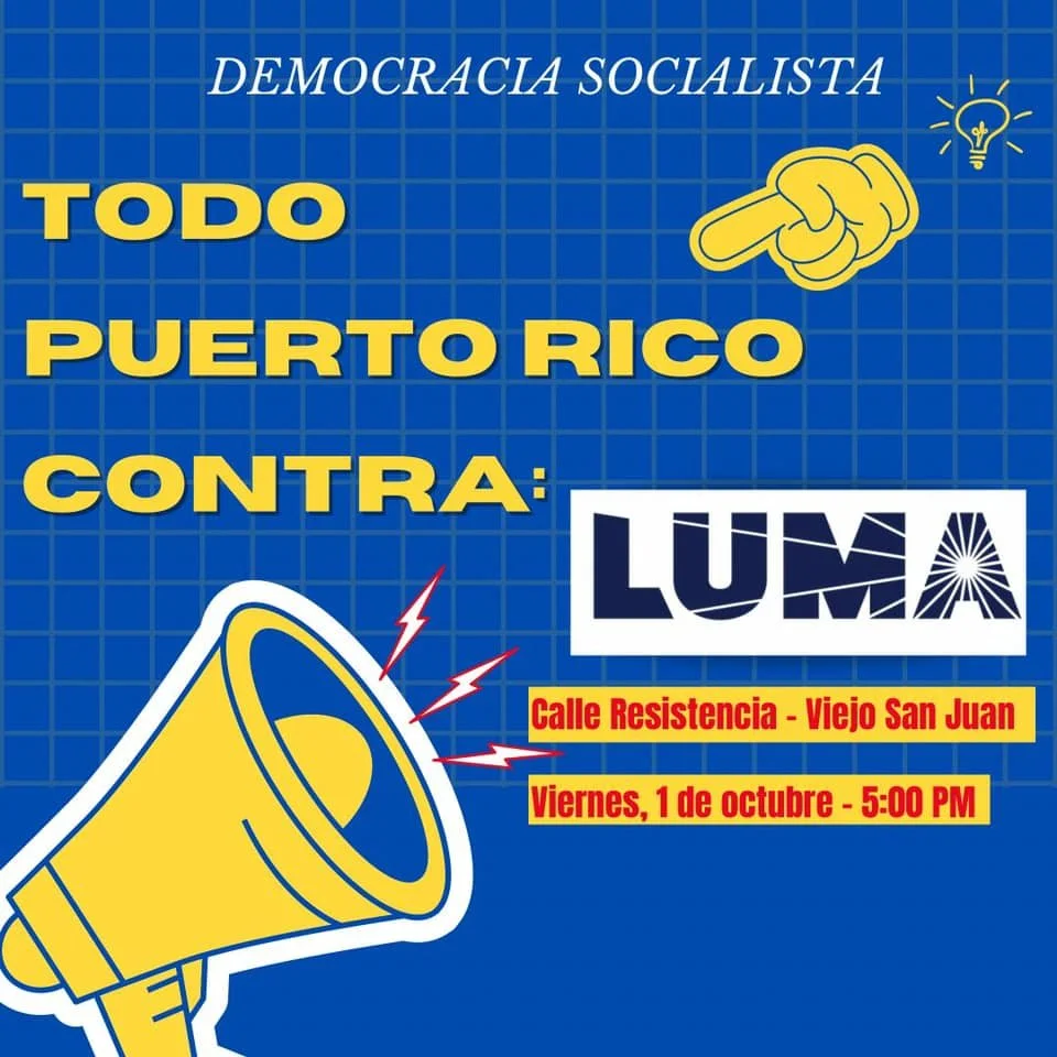 Mensaje de Democracia Socialista en la actividad contra LUMA, 1 de octubre de 2021