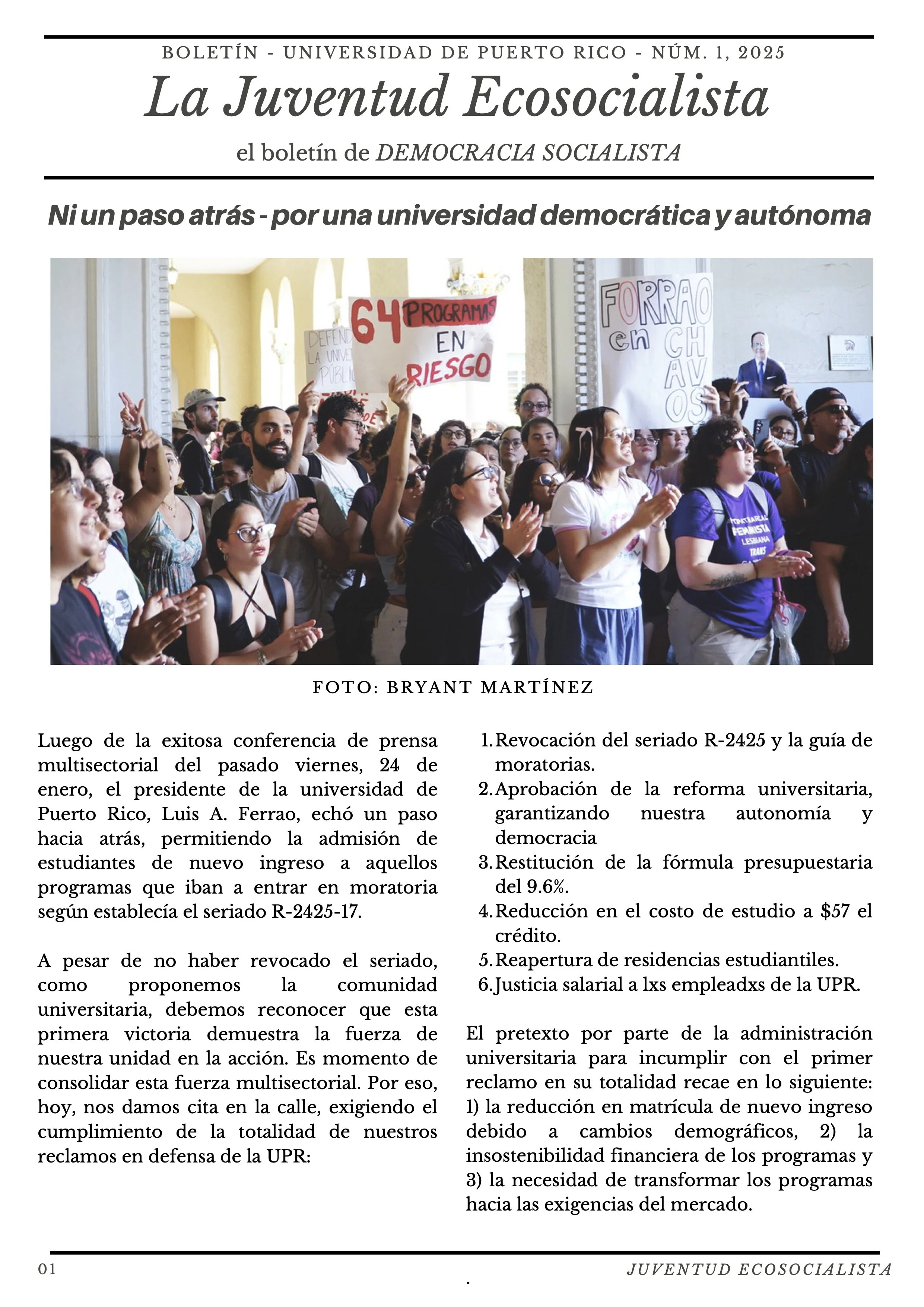 Ni un paso atrás - por una universidad democrática y autónoma