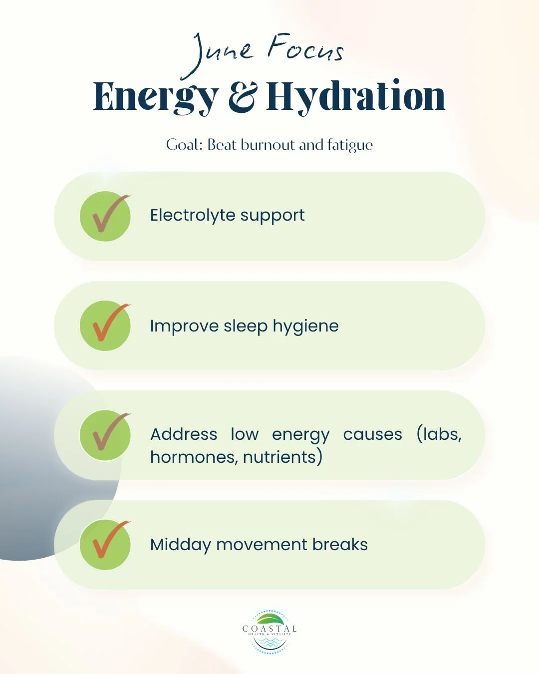 ⚡ June &ndash; Boost Energy with Advanced Support

Feeling stuck in a low-energy cycle? 😴

Recharge with targeted IV therapy and NAD+ support to fuel your cells, paired with peptides that focus on energy production and metabolic balance. It&rsquo;s 