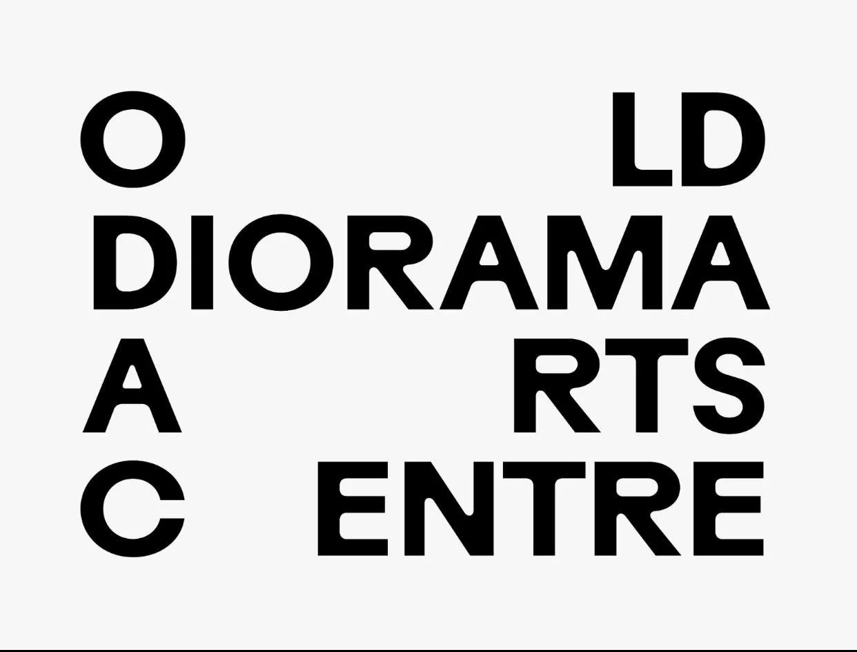 Text displaying 'Old Diorama Arts Centre' in a staggered layout on a light background.