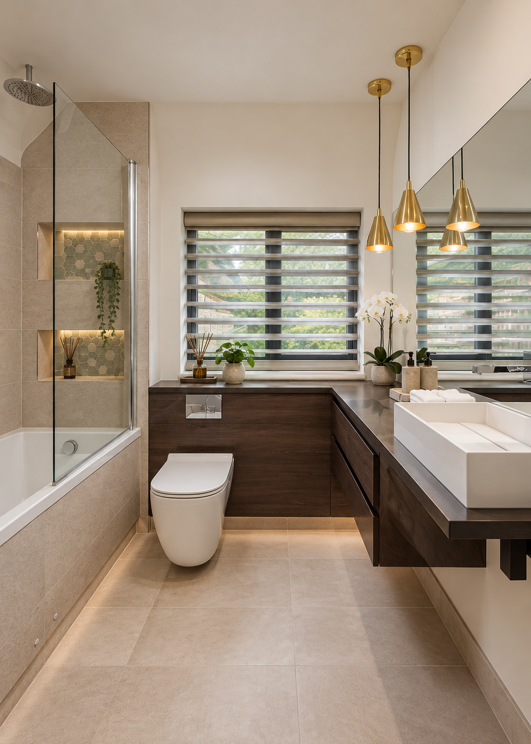 Family bathroom with bespoke vanity unit
