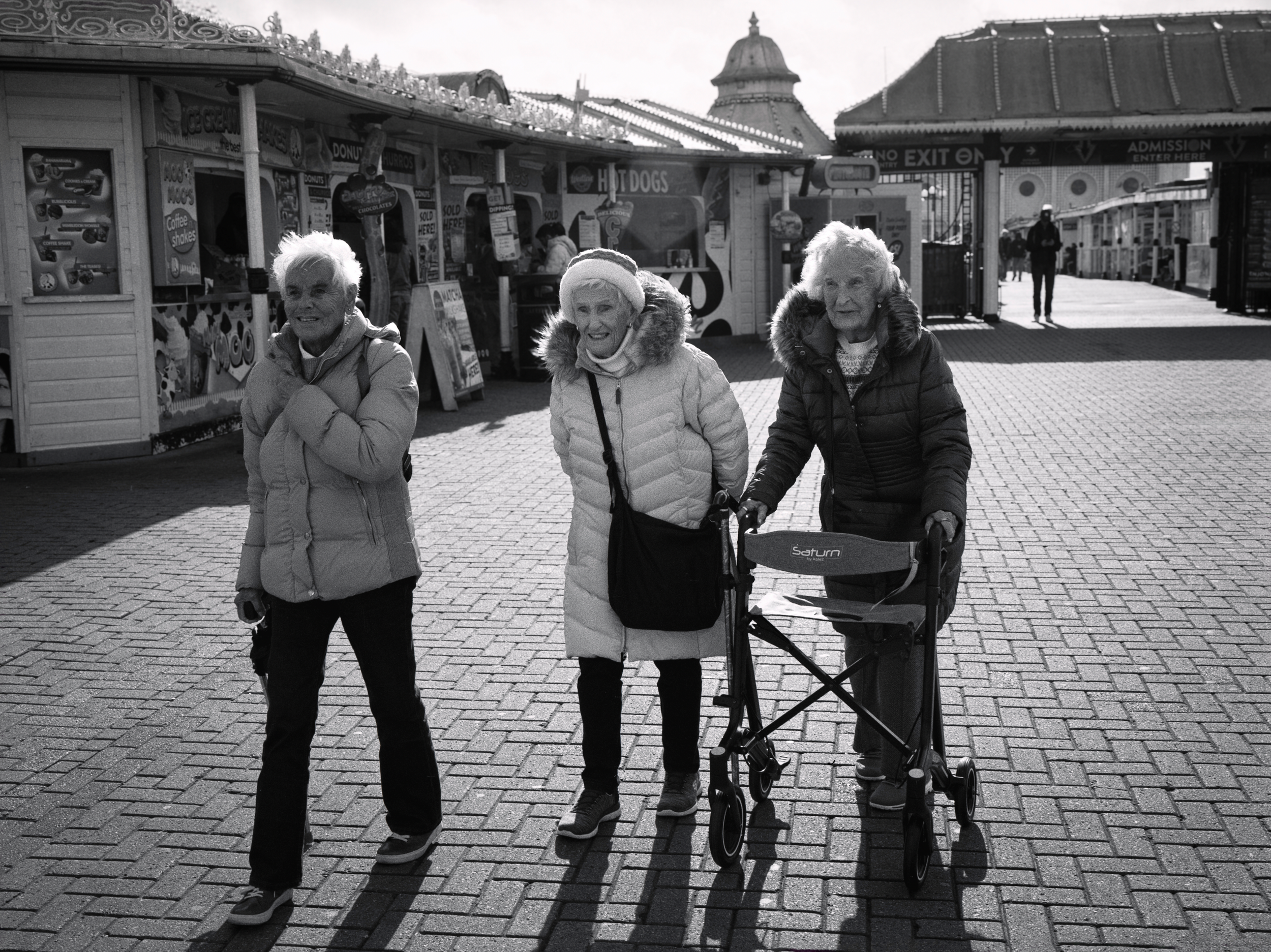 THREESOME : Brighton Beach,
October 2026. Fuji GW 680 Tri-X  (rated 640)  | 90 mm at f11