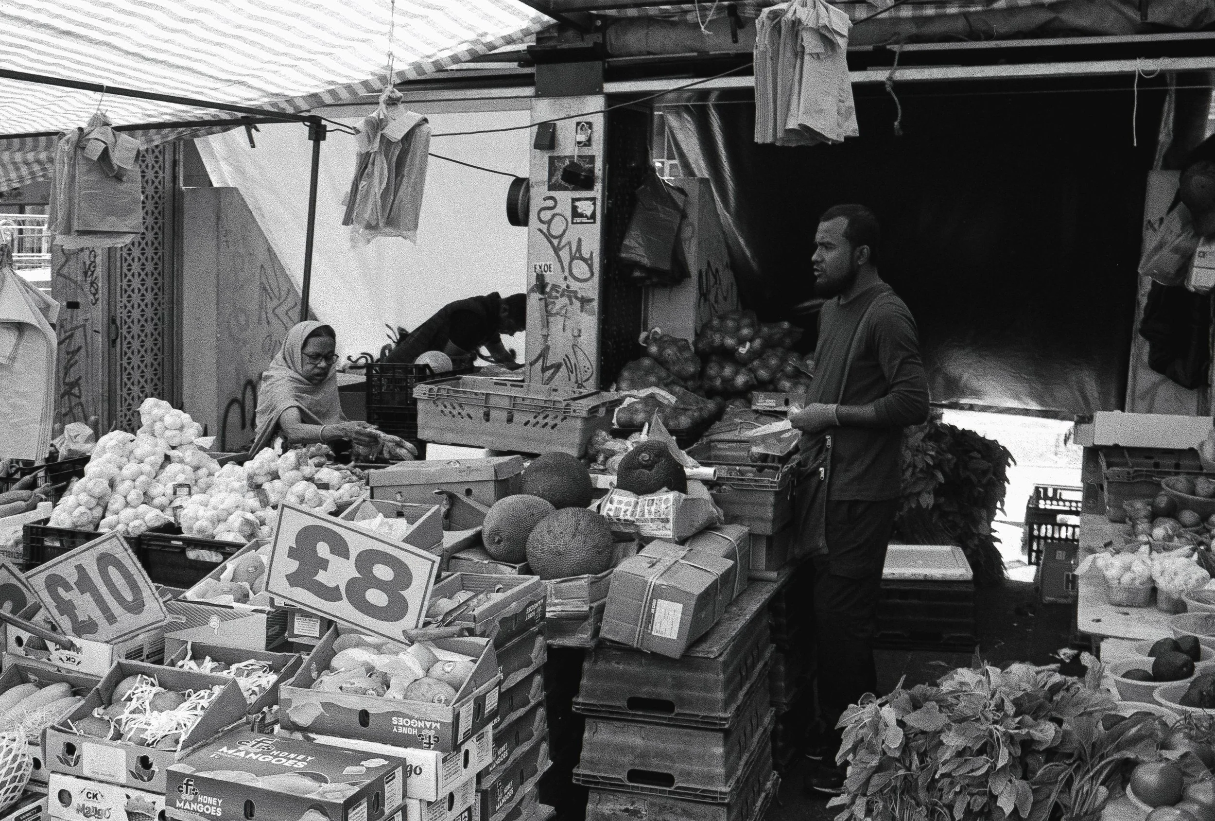 FRUIT STALL : Whitechapel Market,
July 2026. OM2 | TRI-X  400 (rated 800)  | 35mm at f11