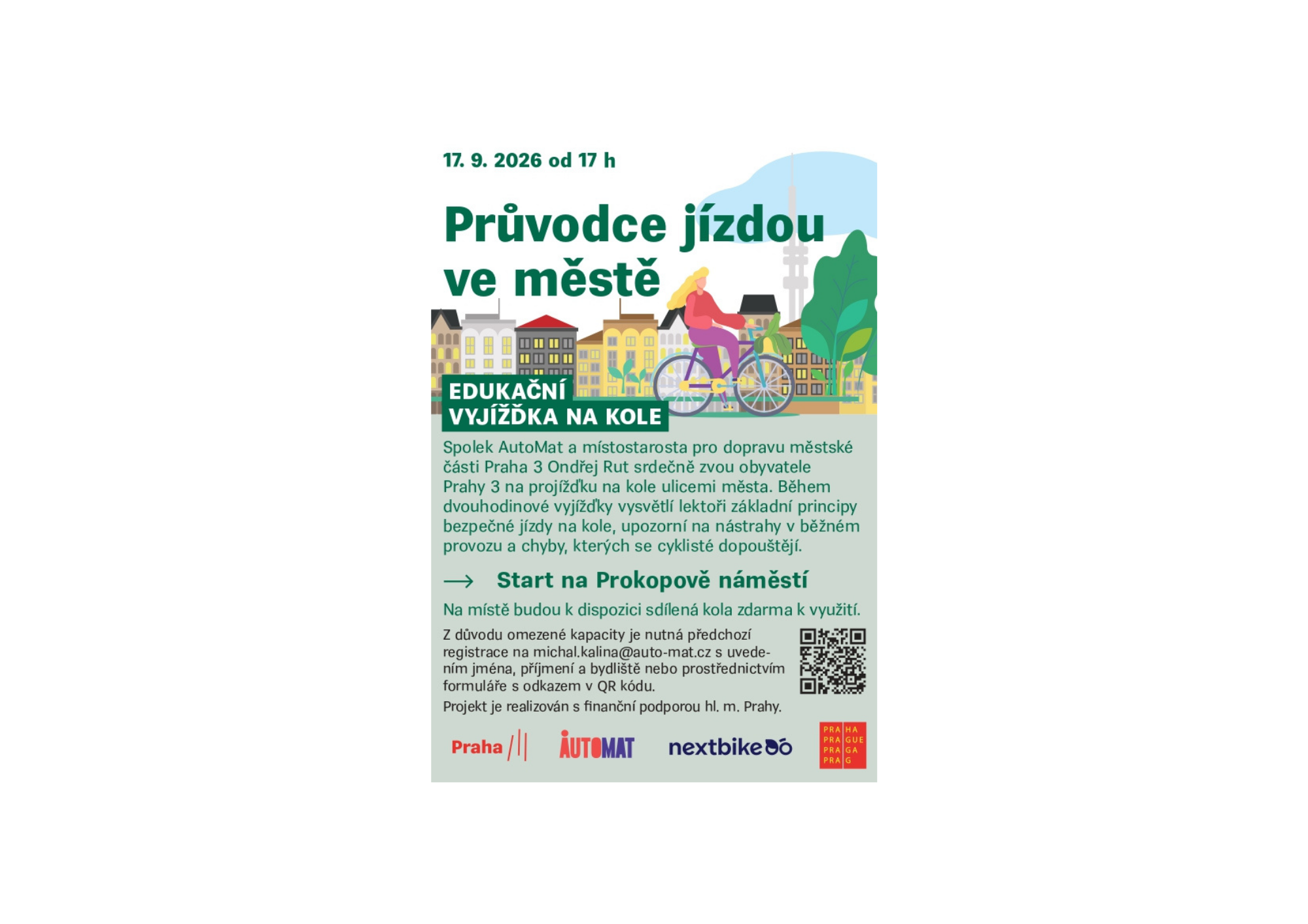 Průvodce jízdou ve městě: edukační cyklovyjížďka s Prahou 3