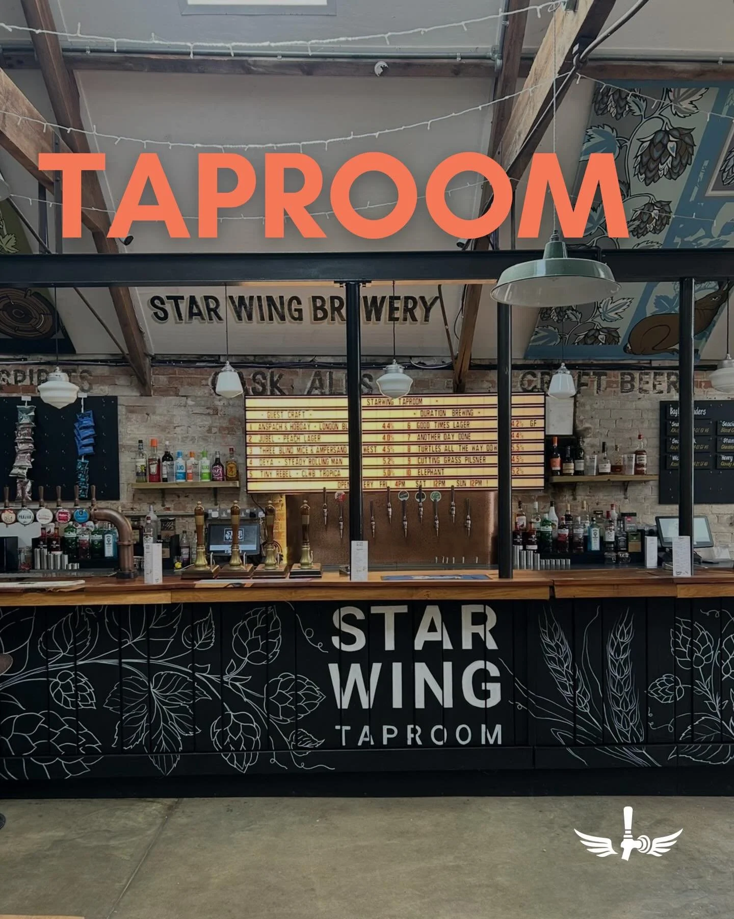 Taproom reopens every Friday &amp; Saturday from Friday 3rd April 🎉 

We&rsquo;ll be open from 5pm-10pm every Friday &amp; Saturday with Live Music &amp; Street Food. 

More details on weekly food &amp; music coming soon 🍾

#starwing #taproom #suff