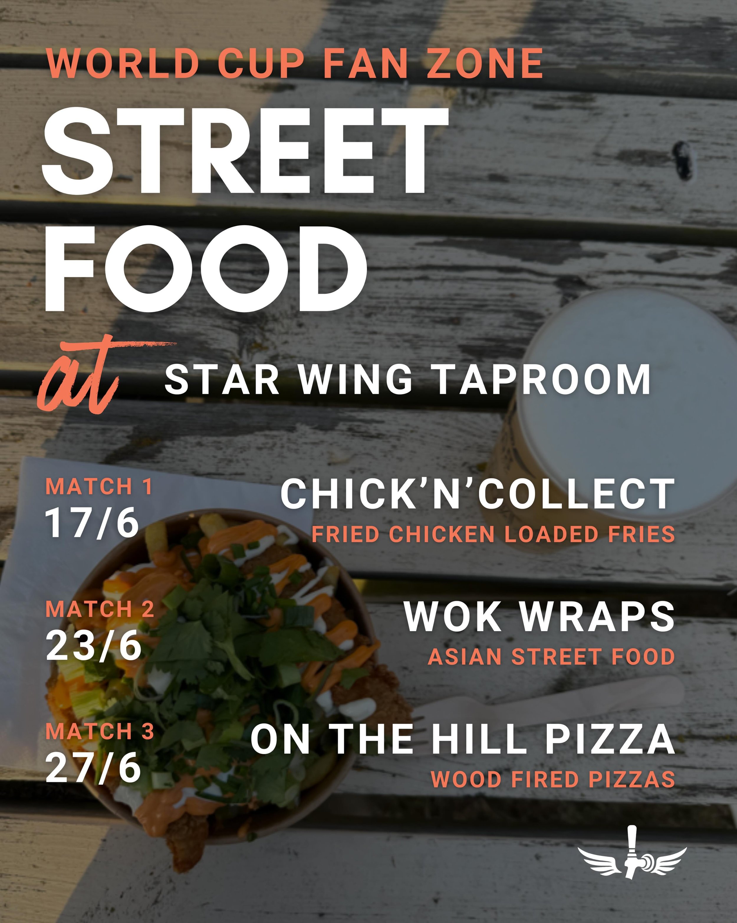 Things are heating up ready for the World Cup 🏴󠁧󠁢󠁥󠁮󠁧󠁿 

Our Street Food is sorted for the first 3 matches as we&rsquo;re joined by @chick_n_collect, @wokwraps &amp; @onthehill_diss 

The free Fan Zone tickets  are selling fast via our website 