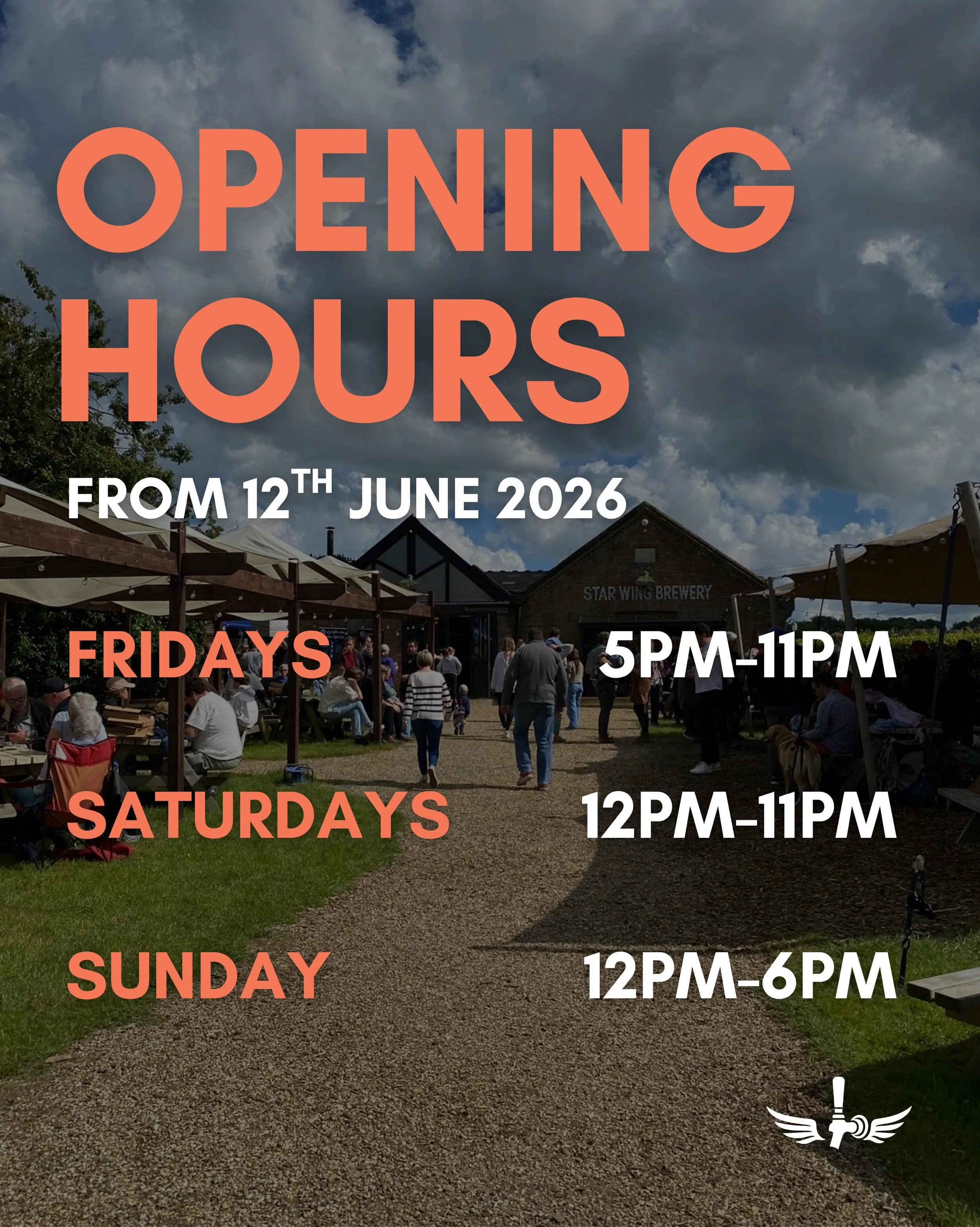 New Opening Hours 🎉 

As the weather *hopefully* continues to improve we&rsquo;ll have the taproom open more throughout the summer!

Craft Beers, Games Room, Outside Seating &amp; Dog Friendly 🐕

See you soon ☀️

#starwing #taproom #craftbeer #open