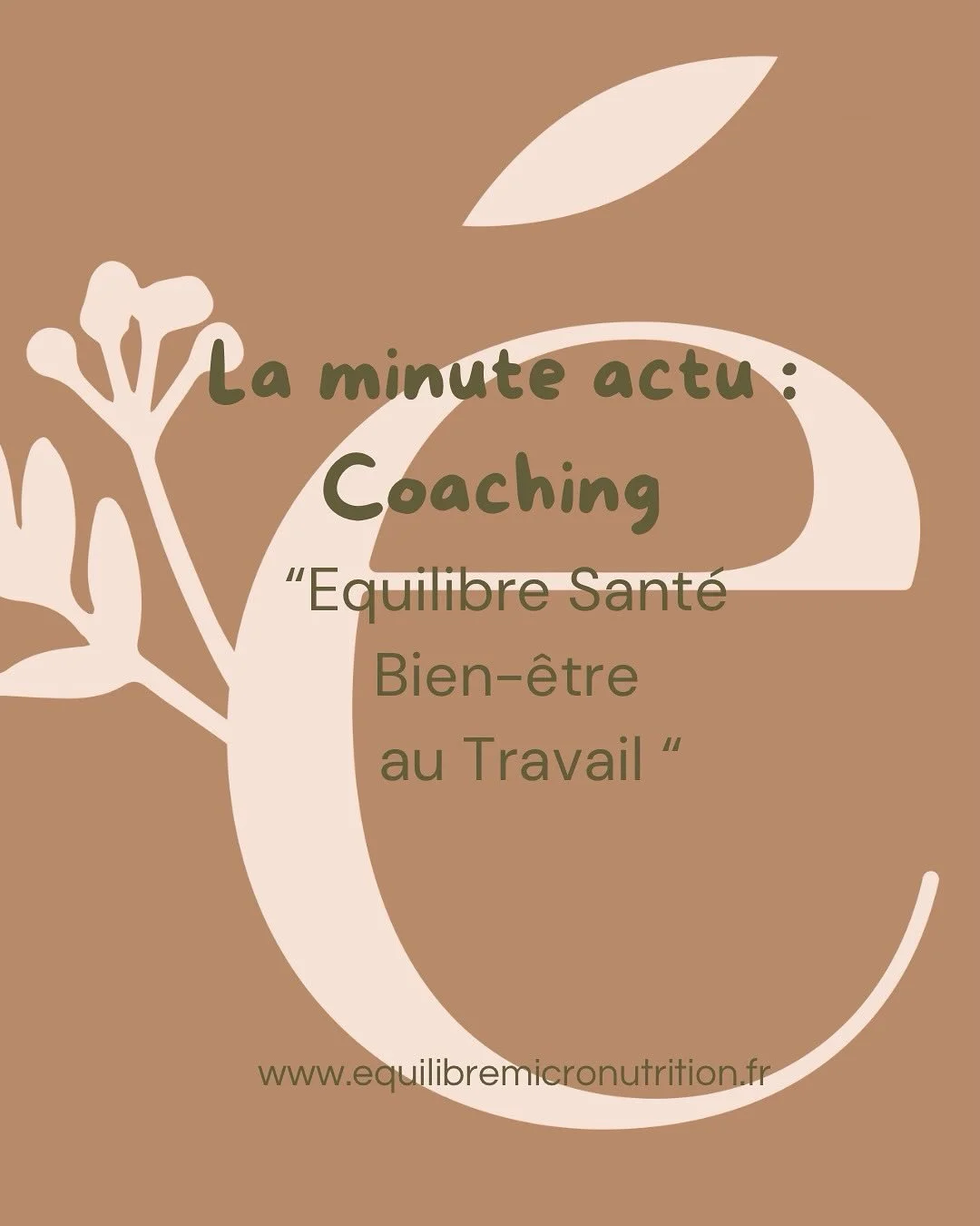 Hello ! 
La Minute Actu : Coaching 
&laquo;&nbsp;&Eacute;quilibre Sant&eacute; Bien-&ecirc;tre au Travail&nbsp;&raquo; 

Prise de rdv sur www.equilibremicronutrition.fr 

#equilibremicronutrition #santetravail #santebienetre #viepro #equilibreviepriv