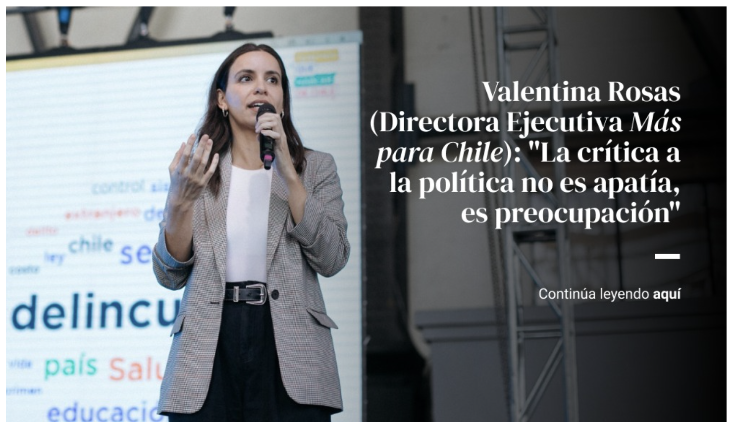 Valentina Rosas, directora de Más para Chile en la portada de Woman Times