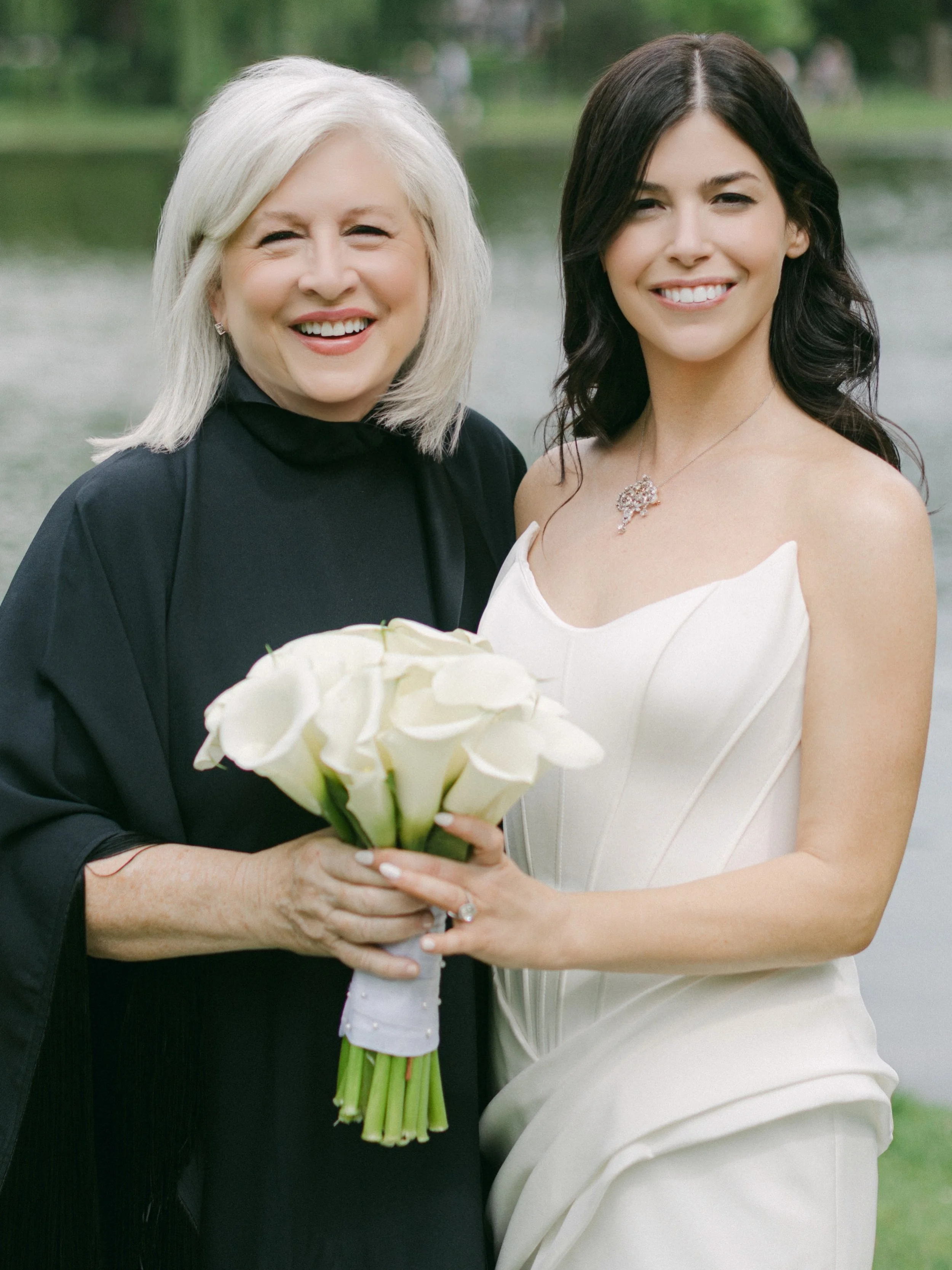Photo of a Boston Bride and Mother of The Bride at the Newbury Hotel wearing soft glam makeup elegant and beautiful wedding makeup