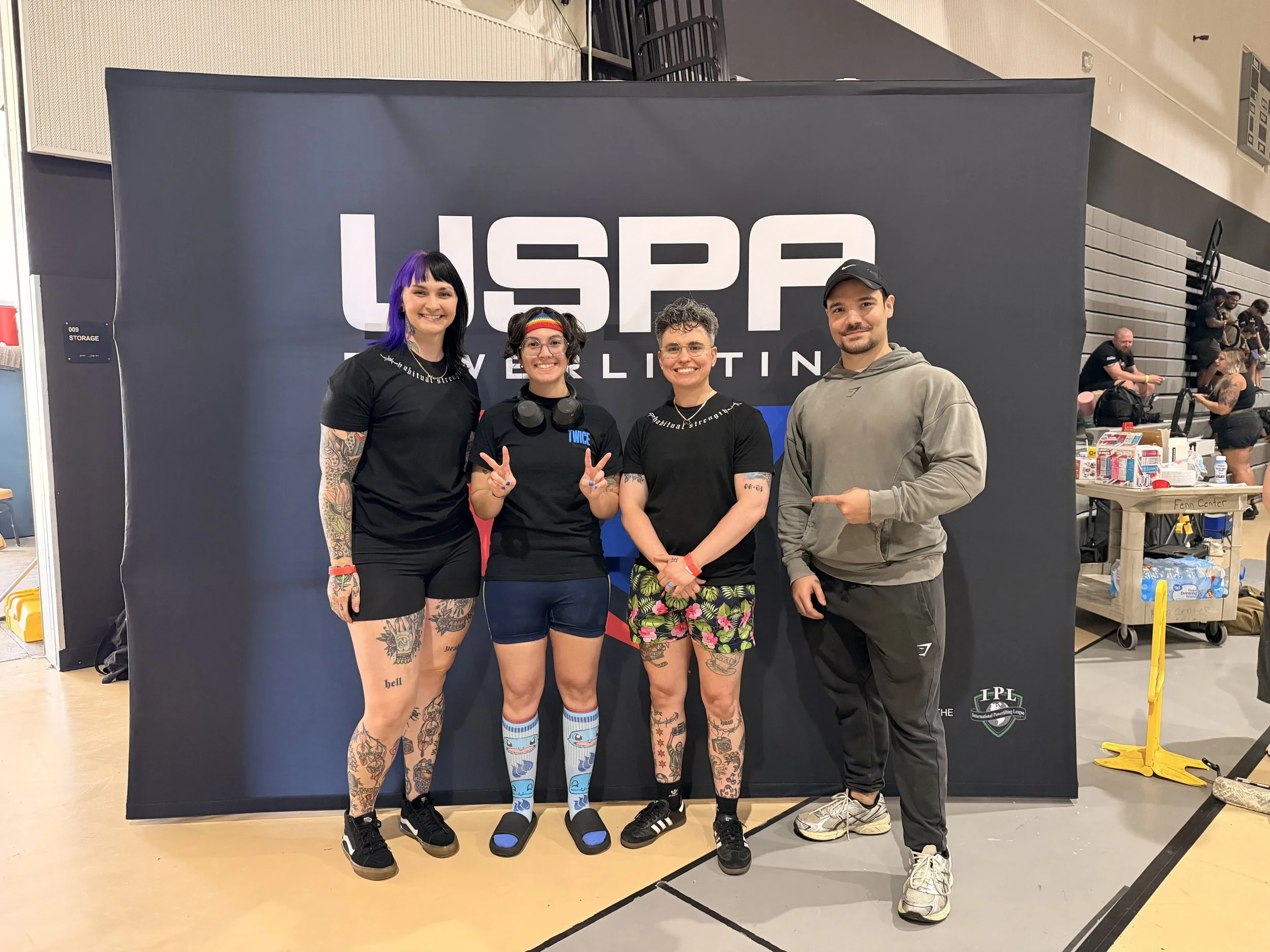Coach Riley and Melissa at USPA meet with athletes