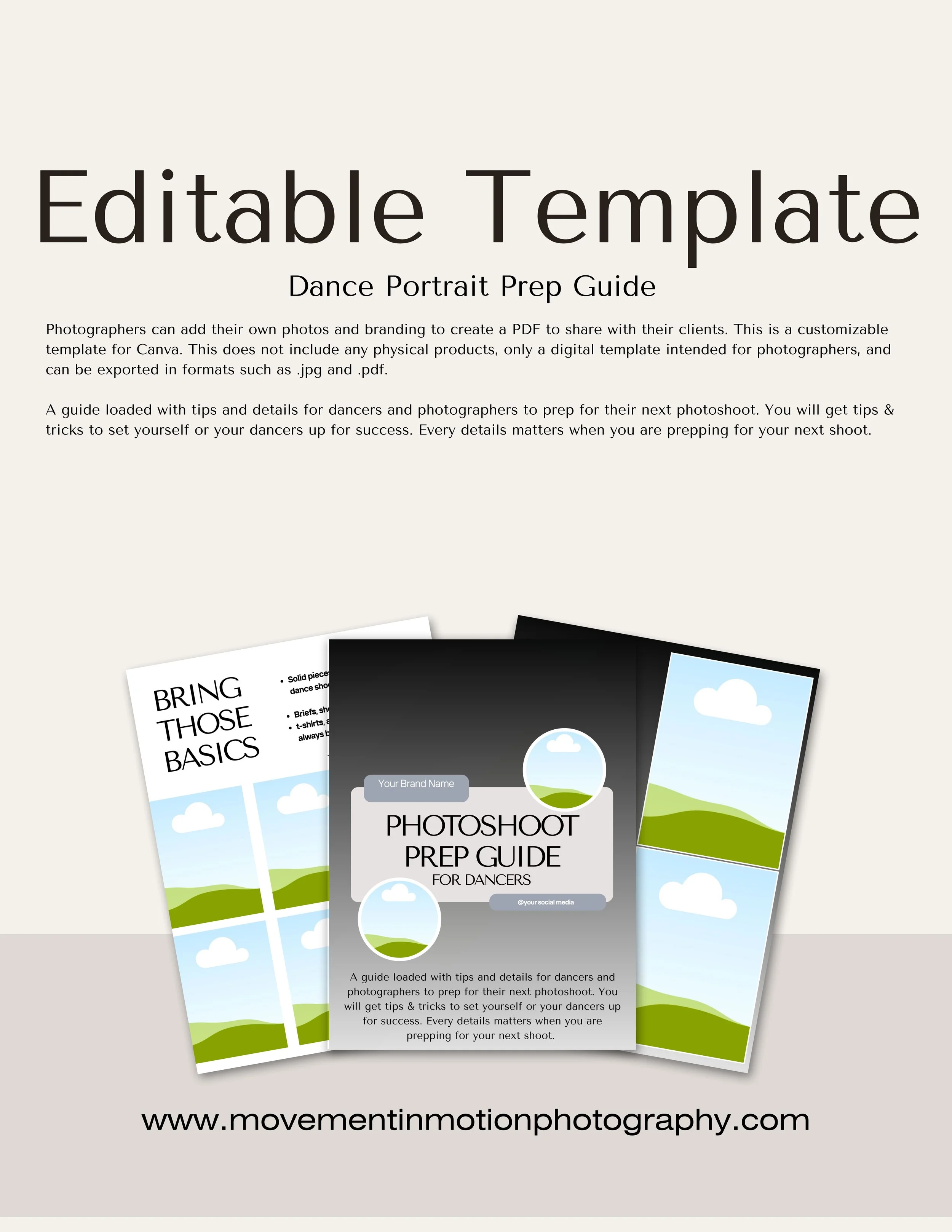 Editable Portrait Prep Guide for Dancers- Fillable Template — Movement ...