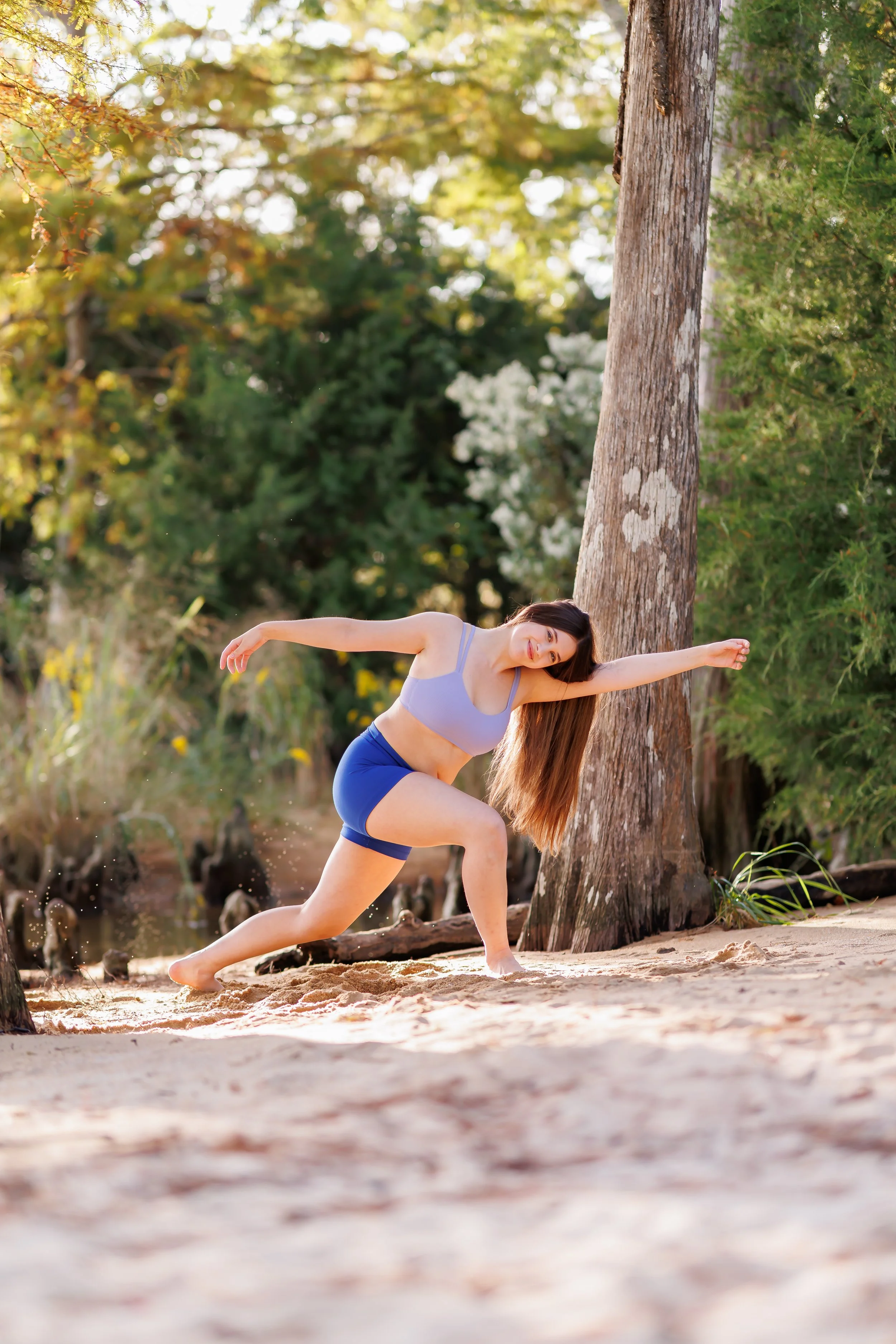 Jamestown Beach- Trail, small pier, beach, and dreamy trees.