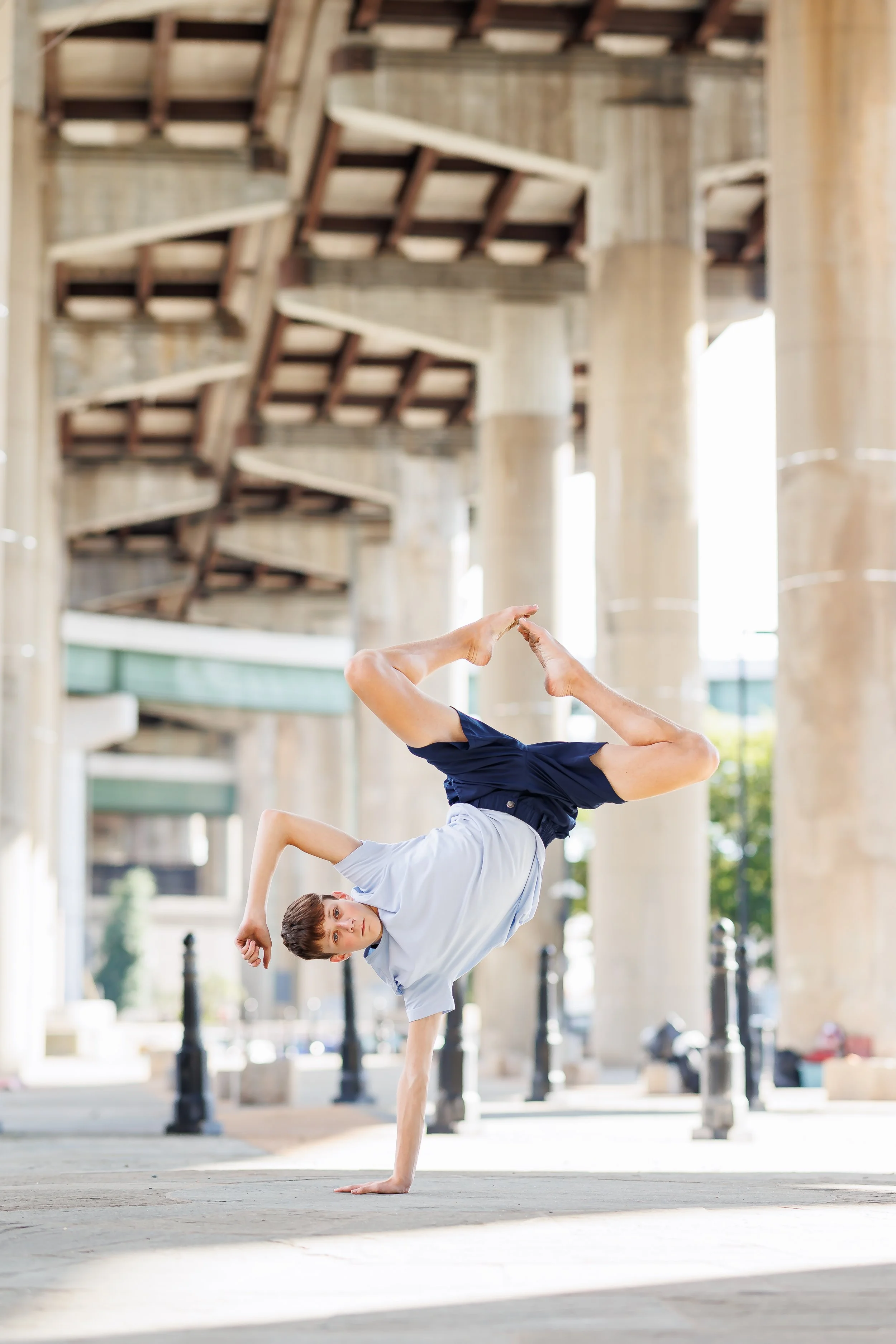 Richmond Main Street Station- The area outside/around the main building.  Various views with the tracks, overpass, and beautiful wall with staircases.