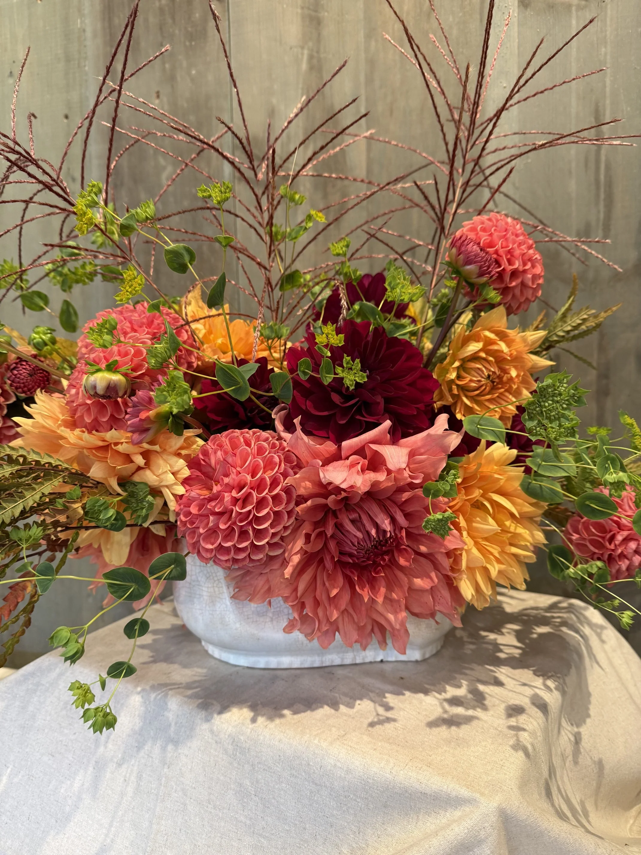 vintage tourine floral arrangement.jpeg