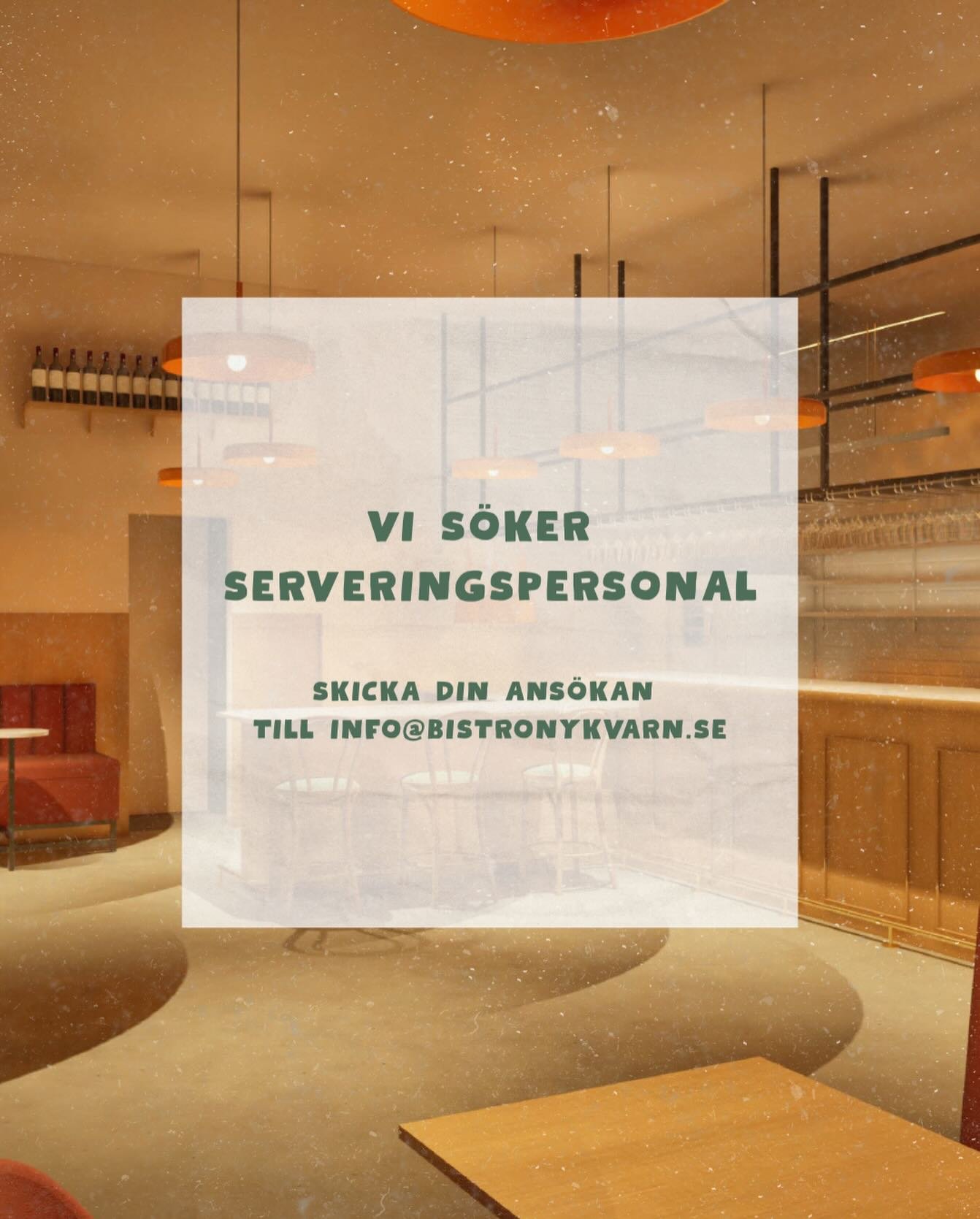 Vi s&ouml;ker timanst&auml;lld serveringspersonal 🍽️

Vill du jobba p&aring; Nykvarns nya m&ouml;tesplats? 
&Auml;r du serviceinriktad &amp; &auml;lskar att tr&auml;ffa m&auml;nniskor? D&aring; &auml;r det kanske just dig vi s&ouml;ker! 

Mejla in d