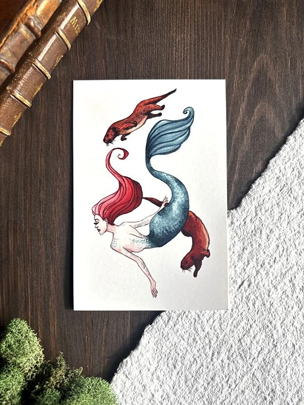 Small Art Print - Otters Mermaid