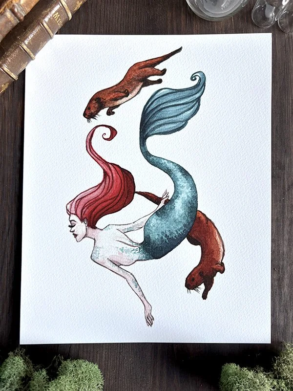 Fine Art Print 8"x10" - Otters Mermaid