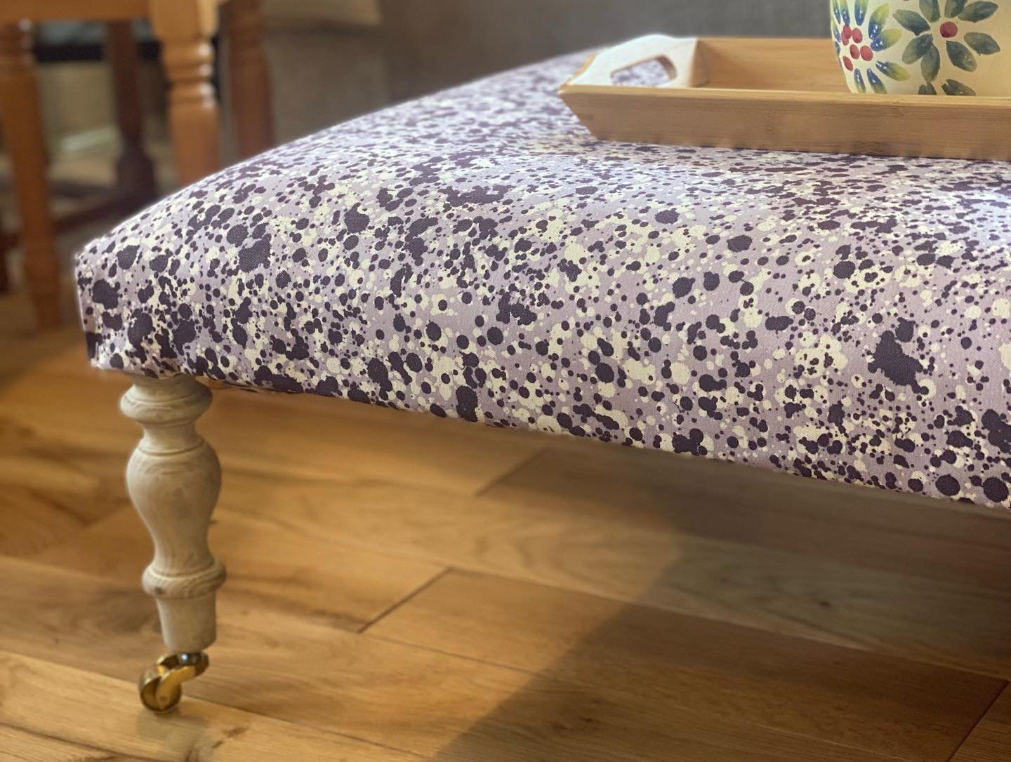 🤍💜🤍💜🤍💜Beautiful bespoke ottoman upholstered in Fermoie fabric 

#giveupnothavinganottomanforlent

DM for details