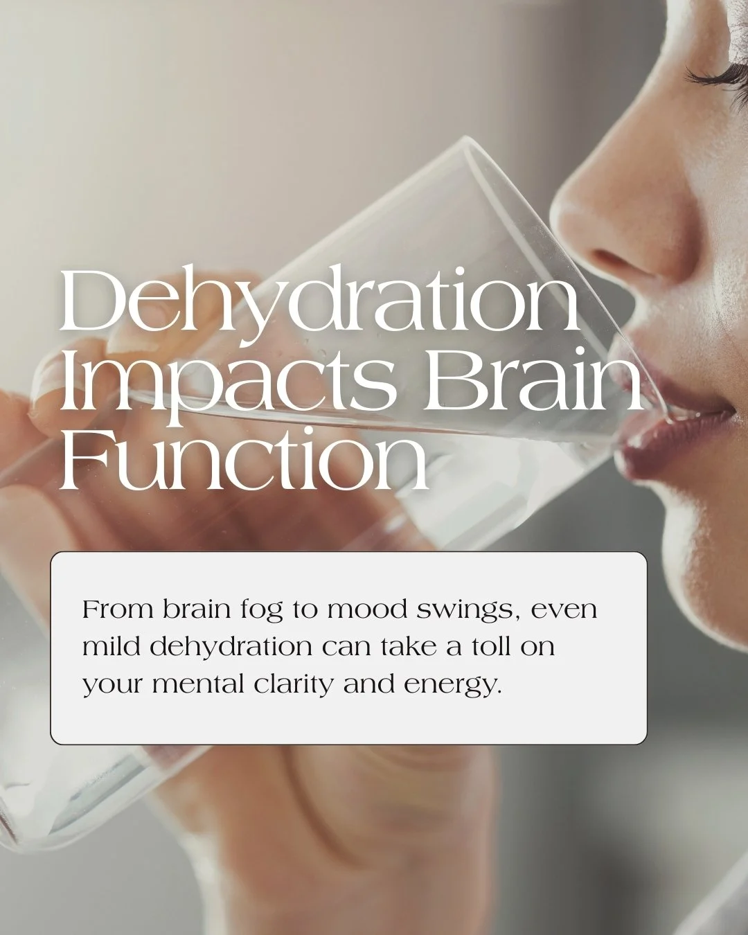 Not to call you out, but your brain fog may be as simple as dehydration.

Even mild fluid loss can impact your mood, memory, and focus, especially if you're already running on empty from stress, hormones, or not enough rest.

Aim for half your bodywe