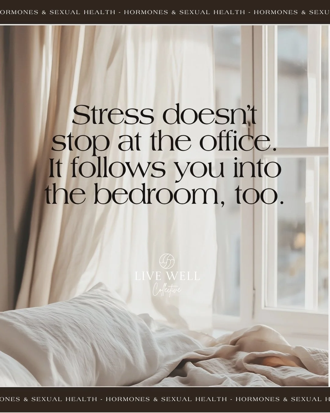 Stress doesn&rsquo;t just live in your head.

It shows up in your body&mdash;and in the bedroom.

Cortisol, your primary stress hormone, can:

❌ Suppress sex hormones like estrogen and testosterone

❌ Lower desire and arousal

❌ Disrupt sleep, leavin