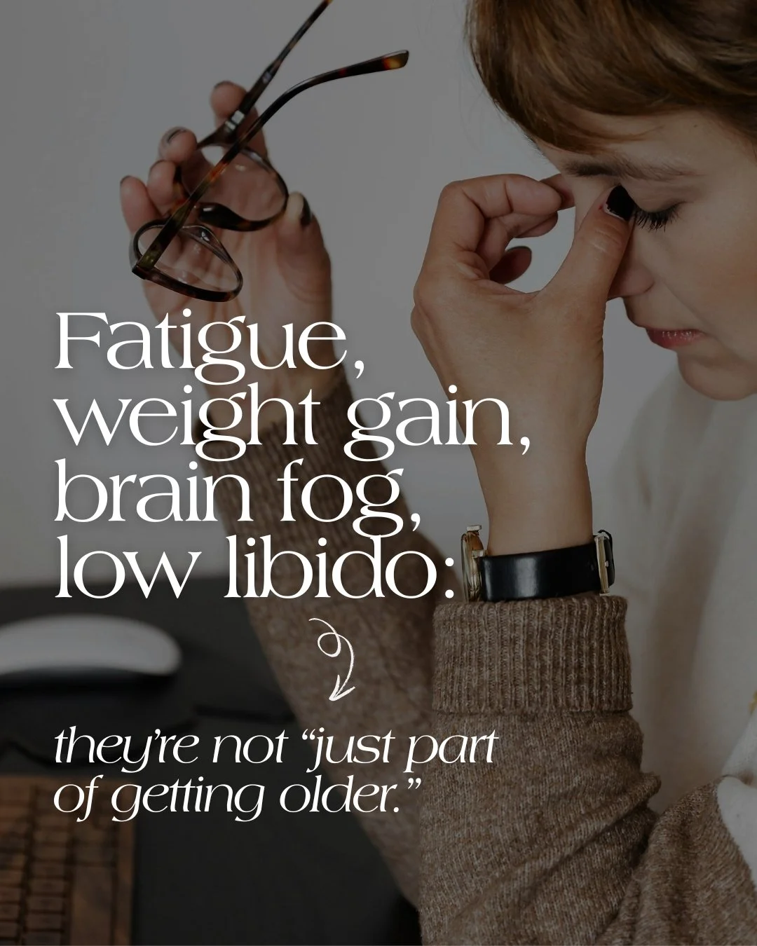 We tend to normalize exhaustion, mood swings, or stubborn weight changes as &ldquo;part of the aging process."

But what your body is really asking for is recalibration, not resignation.

The goal isn&rsquo;t to turn back time.
It&rsquo;s to hel