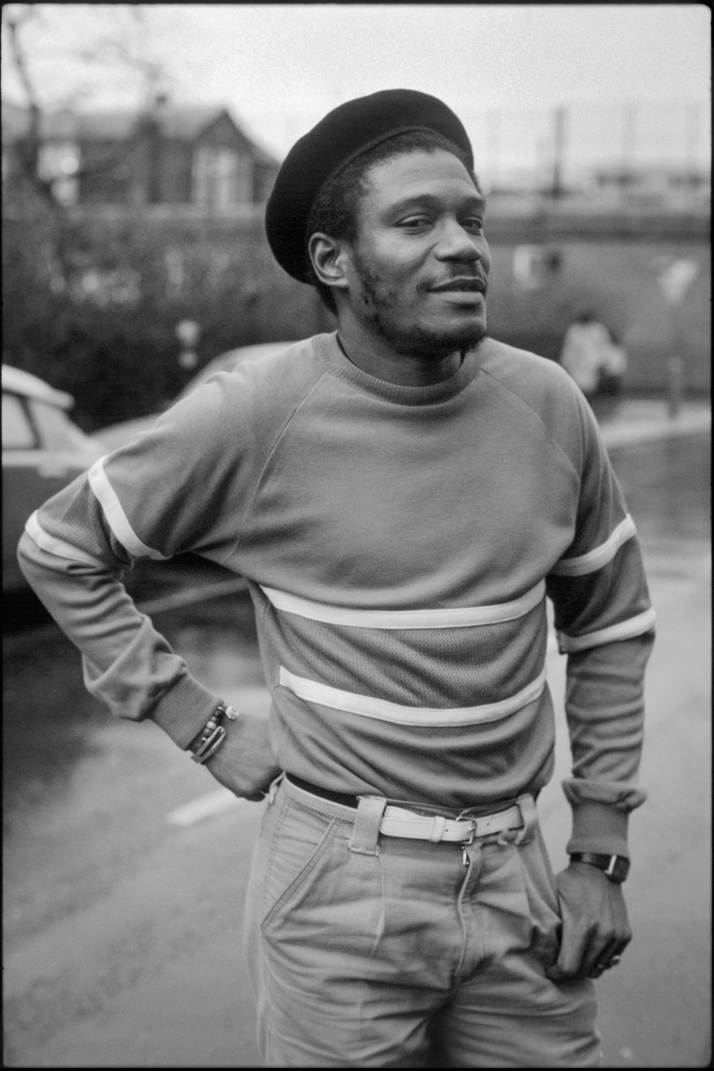 Horace Andy outside Rough Trade Records, Kings Cross, London, 15 March 1985.jpg